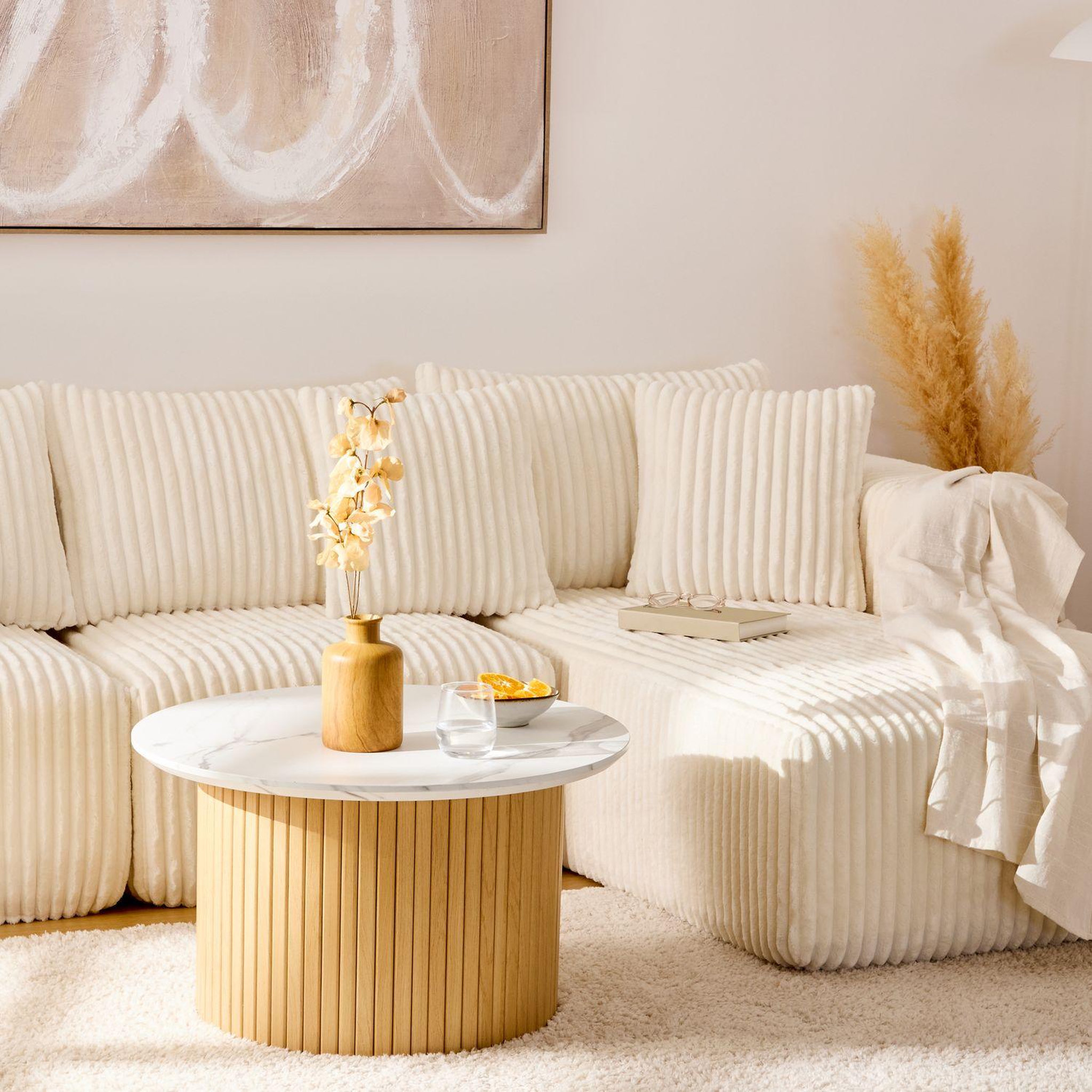 Voir la diapositive 6 : ATMOSPHERA Table basse avec plateau effet marbre homelya - blanc