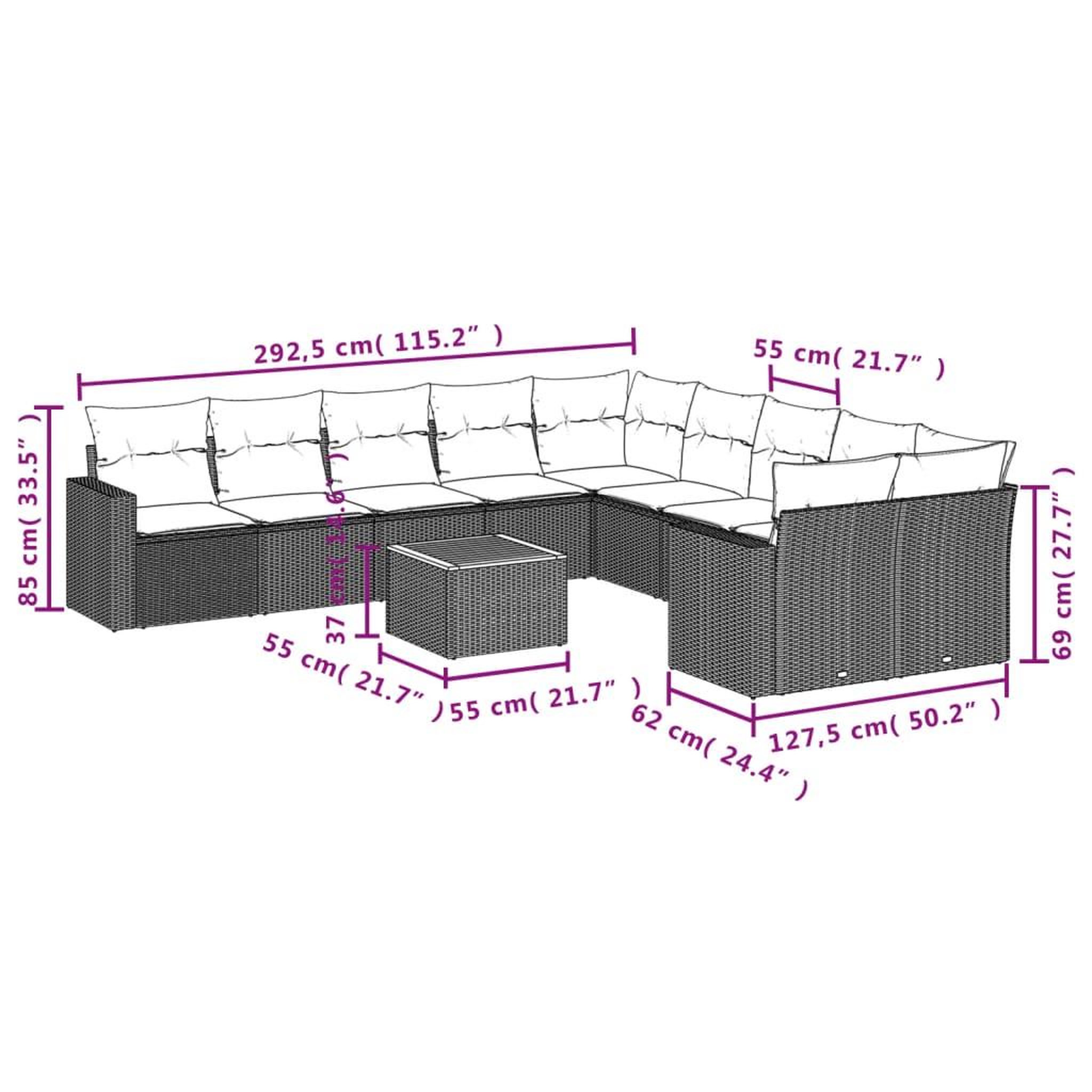 Voir la diapositive 6 : VIDAXL Salon de jardin 11 pcs avec coussins noir resine tressee