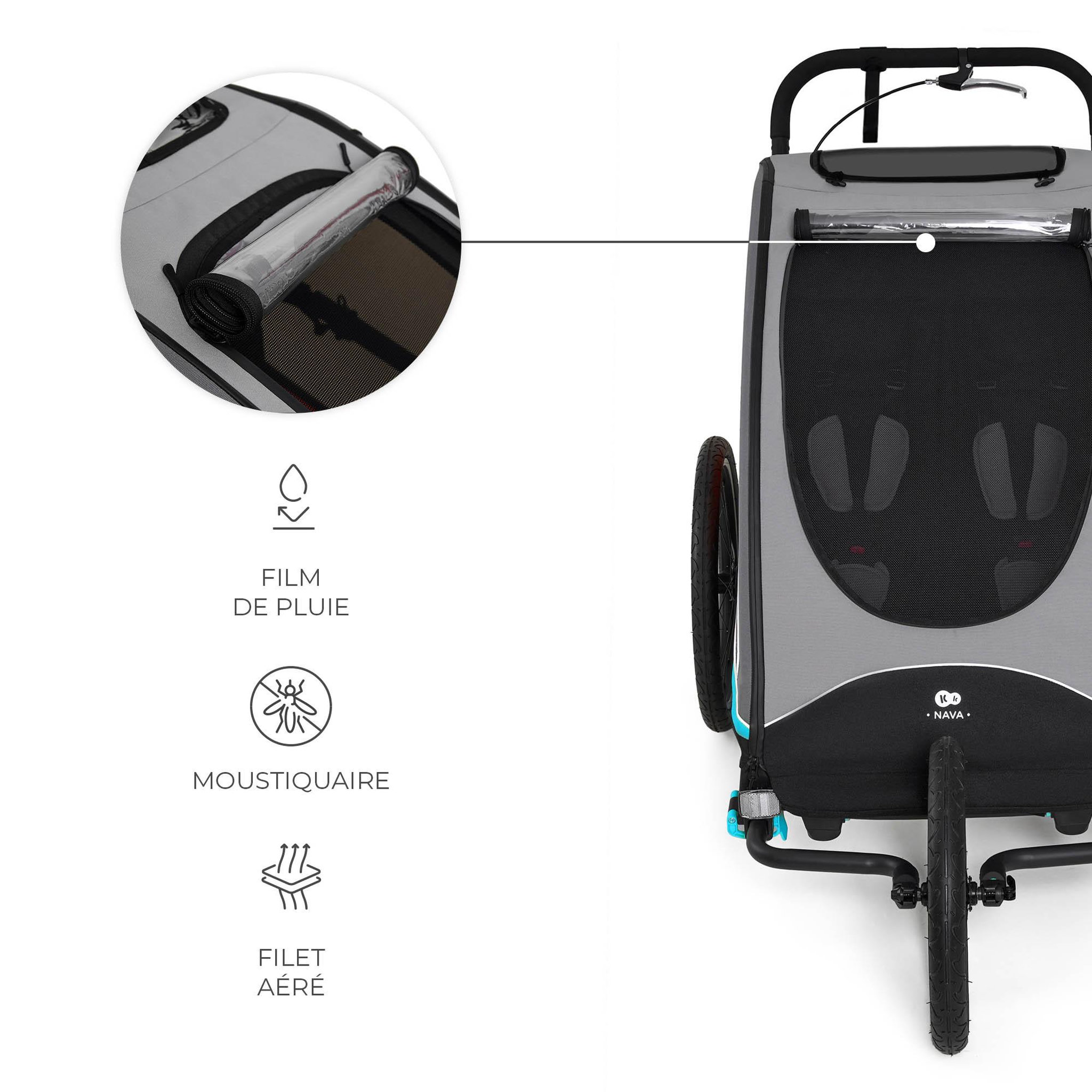 Voir la diapositive 5 : KINDERKRAFT Remorque vélo enfant 3 en 1 convertible