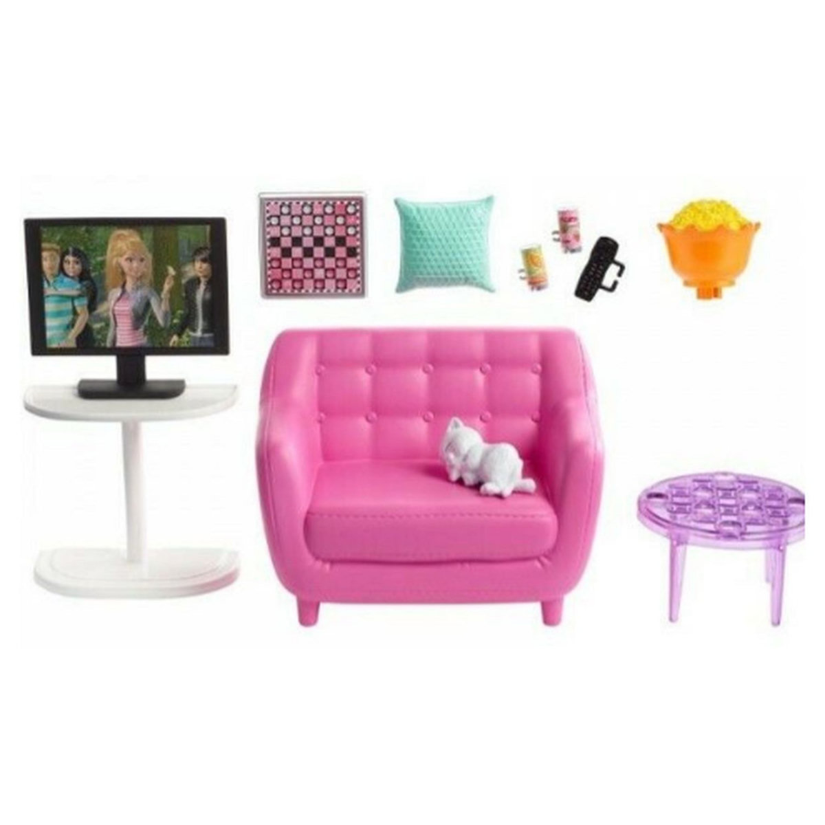 BARBIE Mini Playset Barbie avec chat blanc