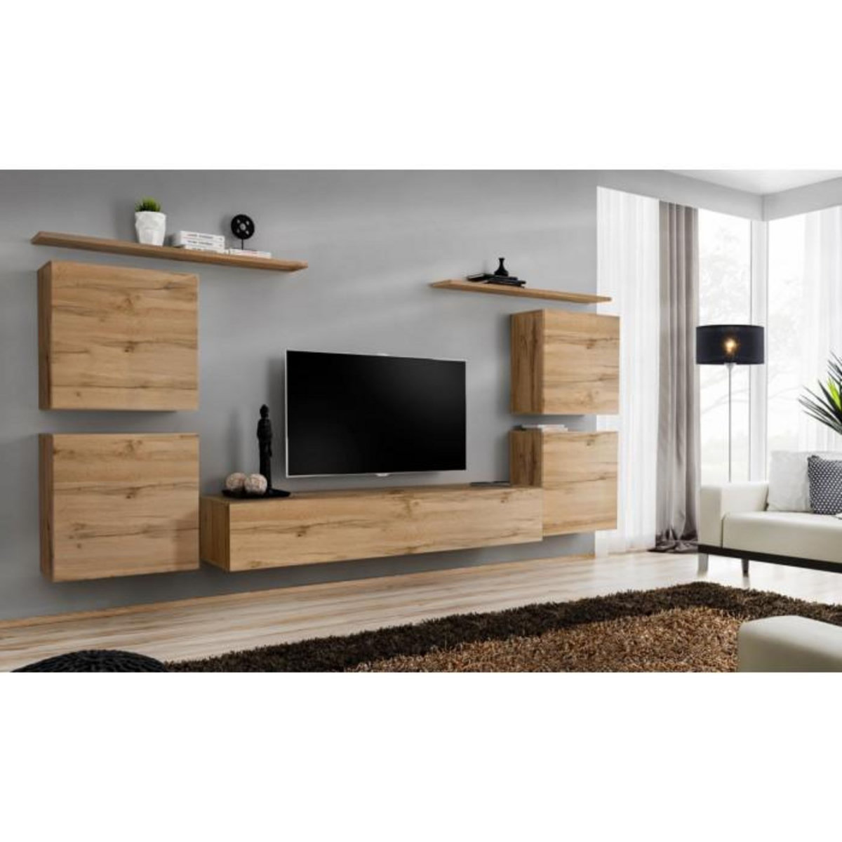 Paris Prix Meuble TV Mural Design  Switch IV  320cm Naturel