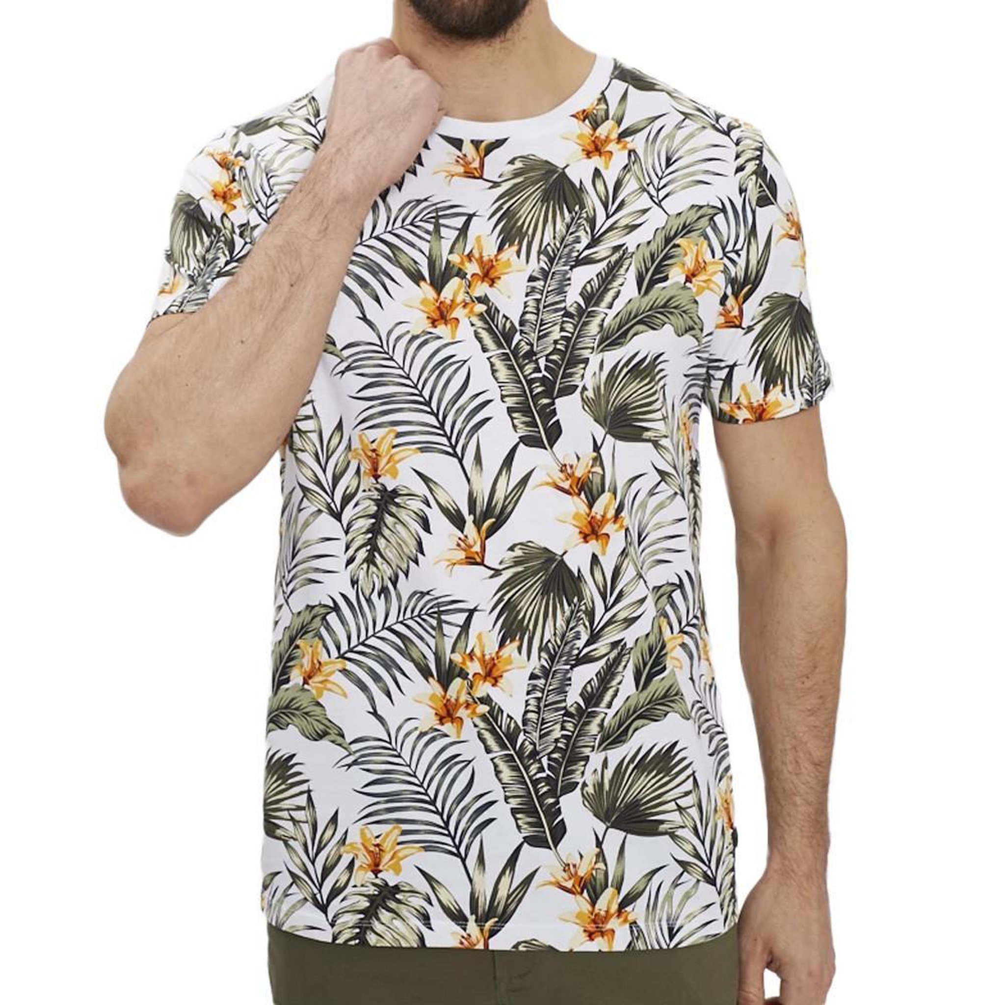 Jack & Jones T-shirt Blanc imprimés Homme Jack & Jones Tropic. Coloris disponibles : Blanc