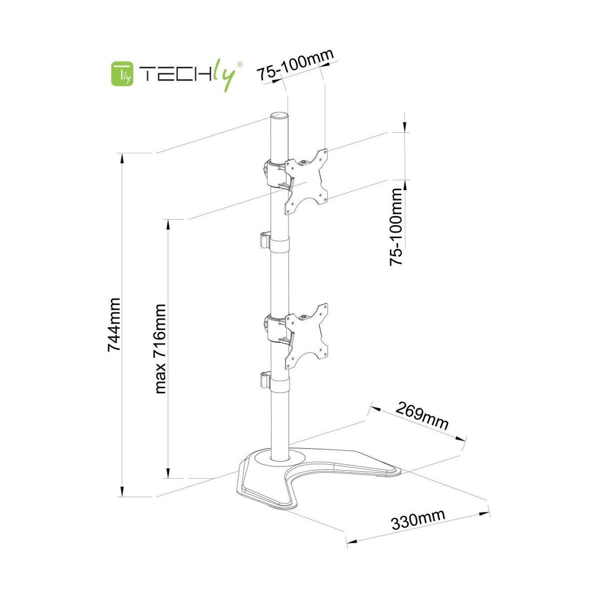 Voir la diapositive 3 : TECHLY Techly ica-lcd 2520v support d'écran plat pour bureau 68,6 cm (27 ) noir