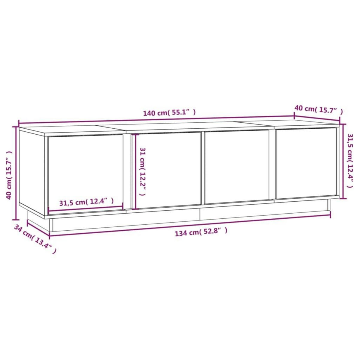 VIDAXL Meuble TV Marron miel 140x40x40 cm Bois de pin massif