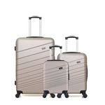 WAVE PARIS Lot de 3 - Valises grand format, cabine et cabine XXS TIGRE. Coloris disponibles : Rose, Noir, Bleu, Beige, Gris