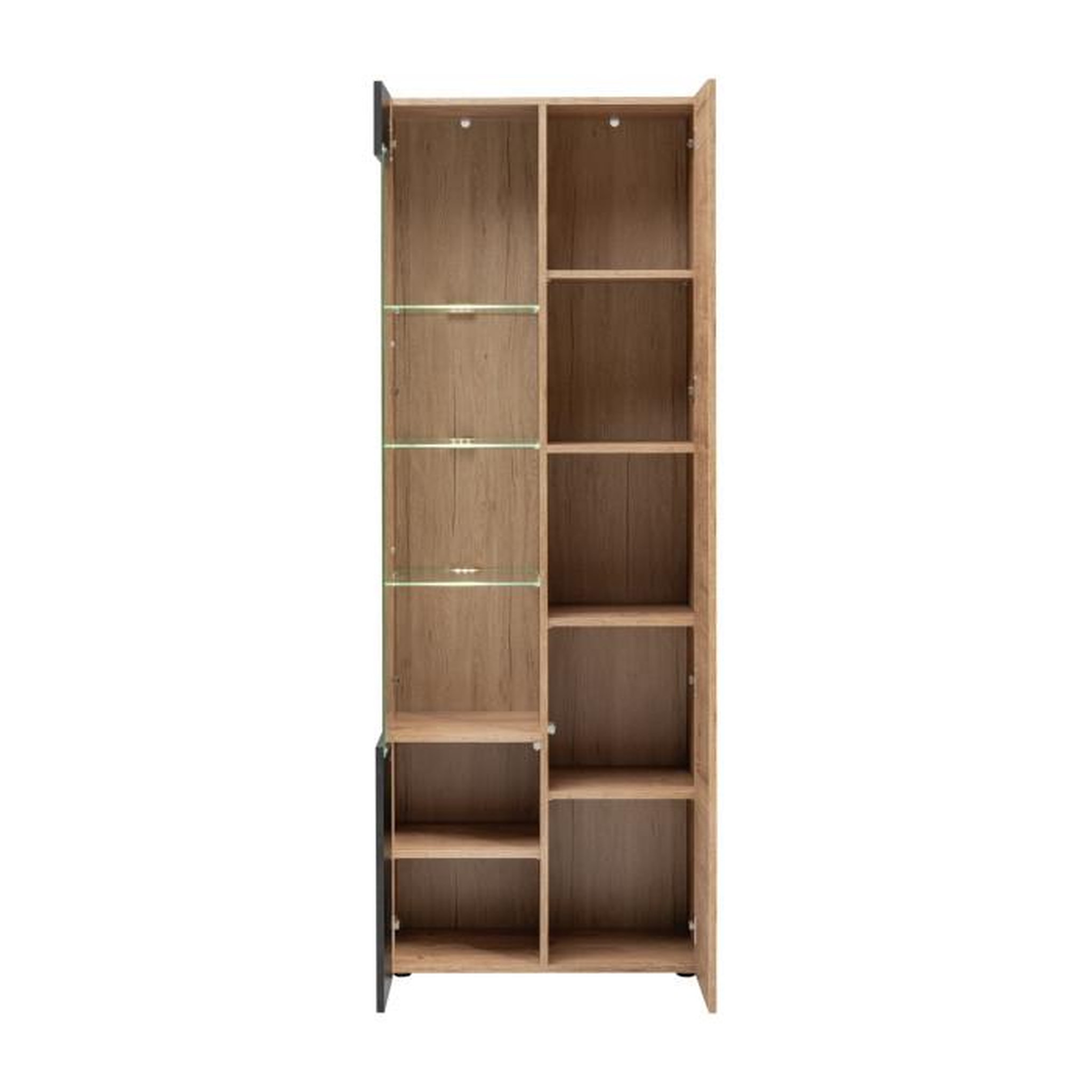 Voir la diapositive 2 : Paris Prix Meuble de Rangement Haut Rainuré  Aron  192cm Naturel & Noir
