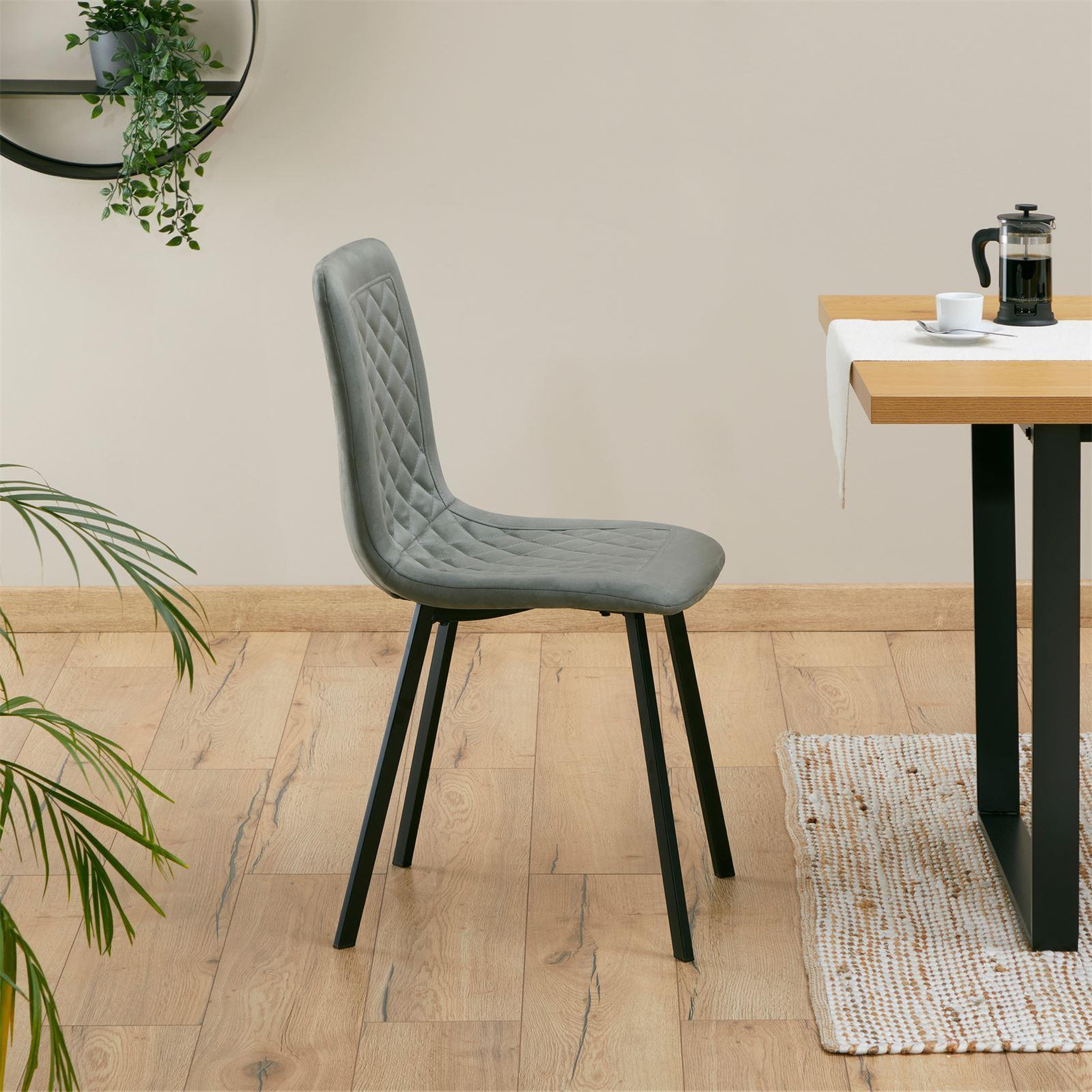 Voir la diapositive 4 : IDIMEX Lot de 4 chaises terni, en tissu suédine