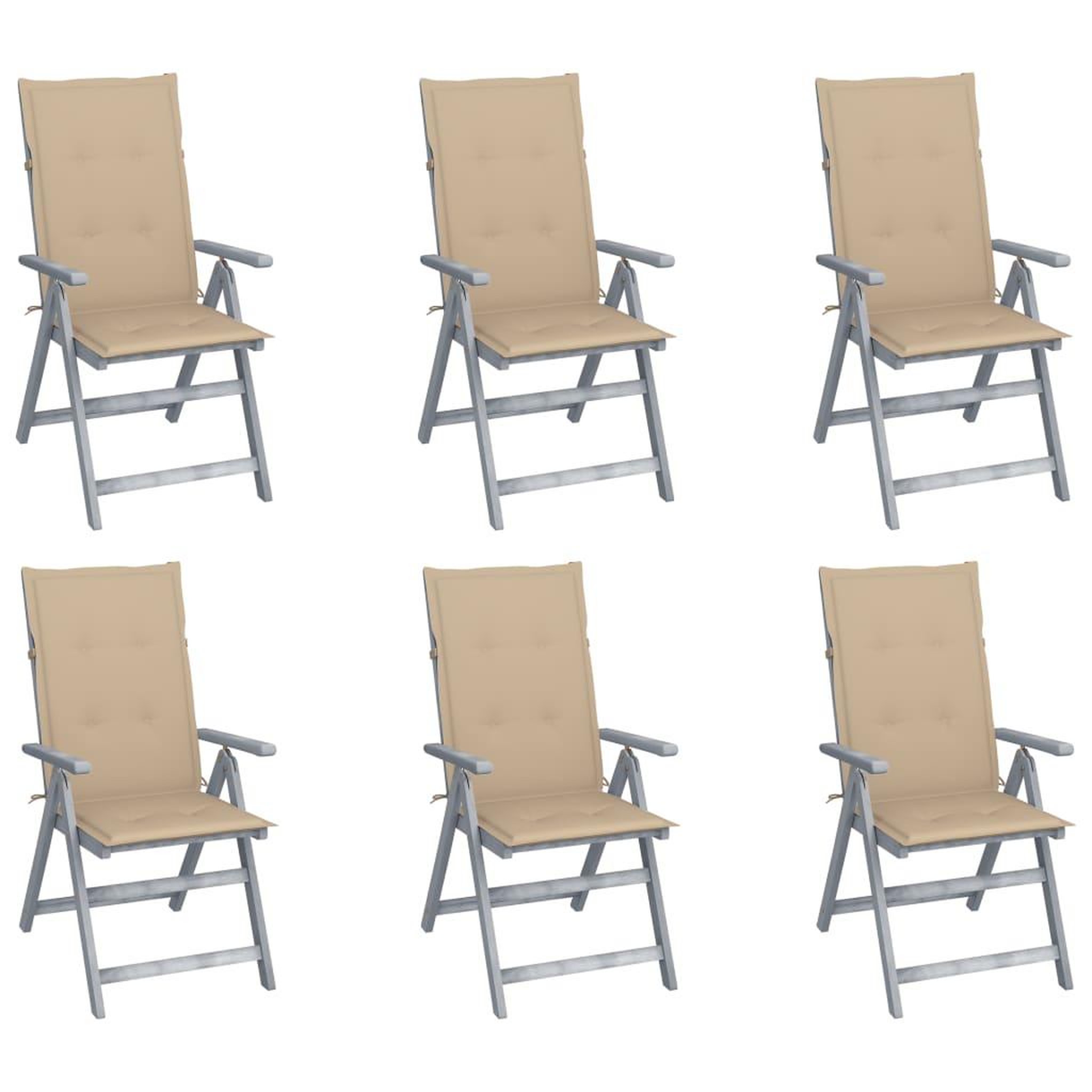 VIDAXL Chaises inclinables de jardin lot de 6 et coussins Bois acacia