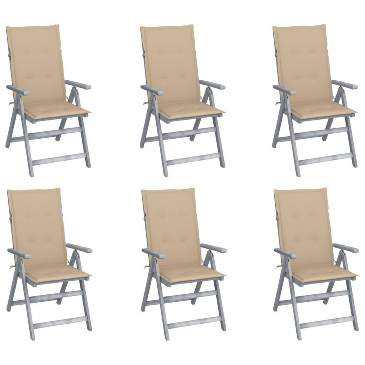VIDAXL Chaises inclinables de jardin lot de 6 et coussins Bois acacia