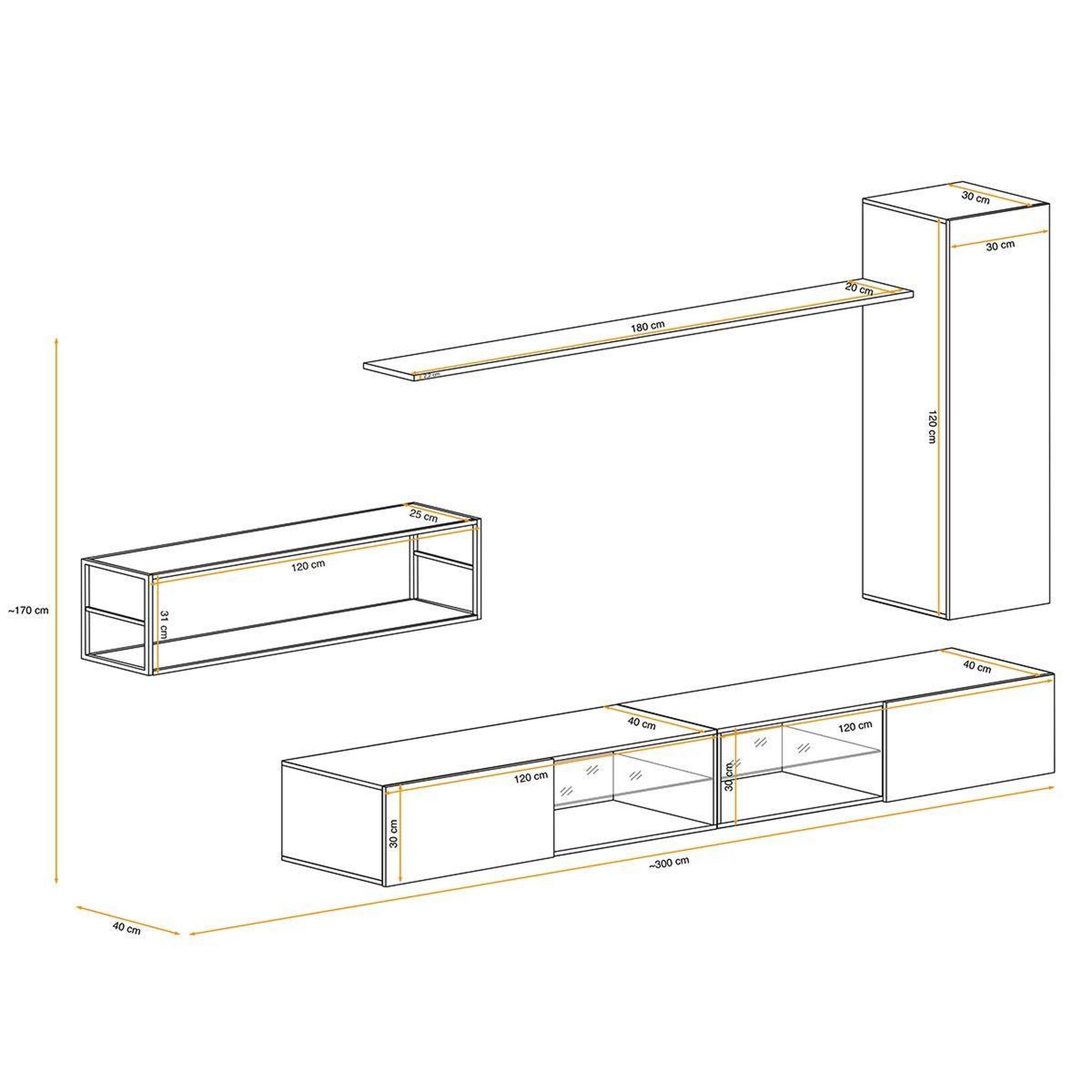 Voir la diapositive 3 : Paris Prix Ensemble meuble tv design  switch iv  300cm blanc & noir