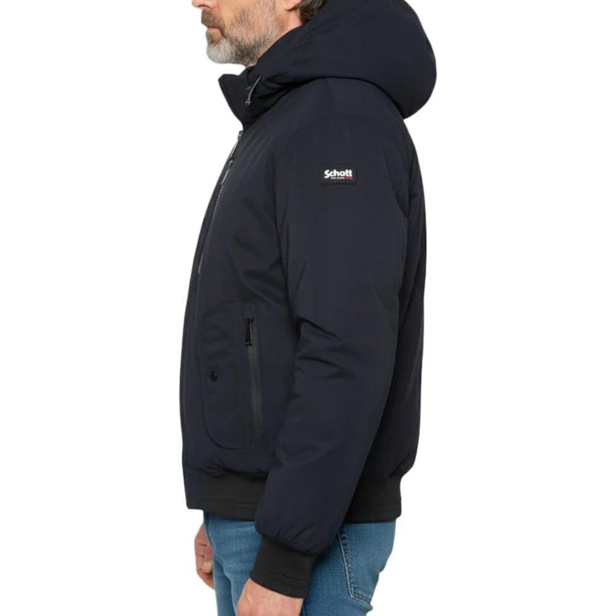 Voir la diapositive 3 : Schott Blouson marine à capuche schott dylan