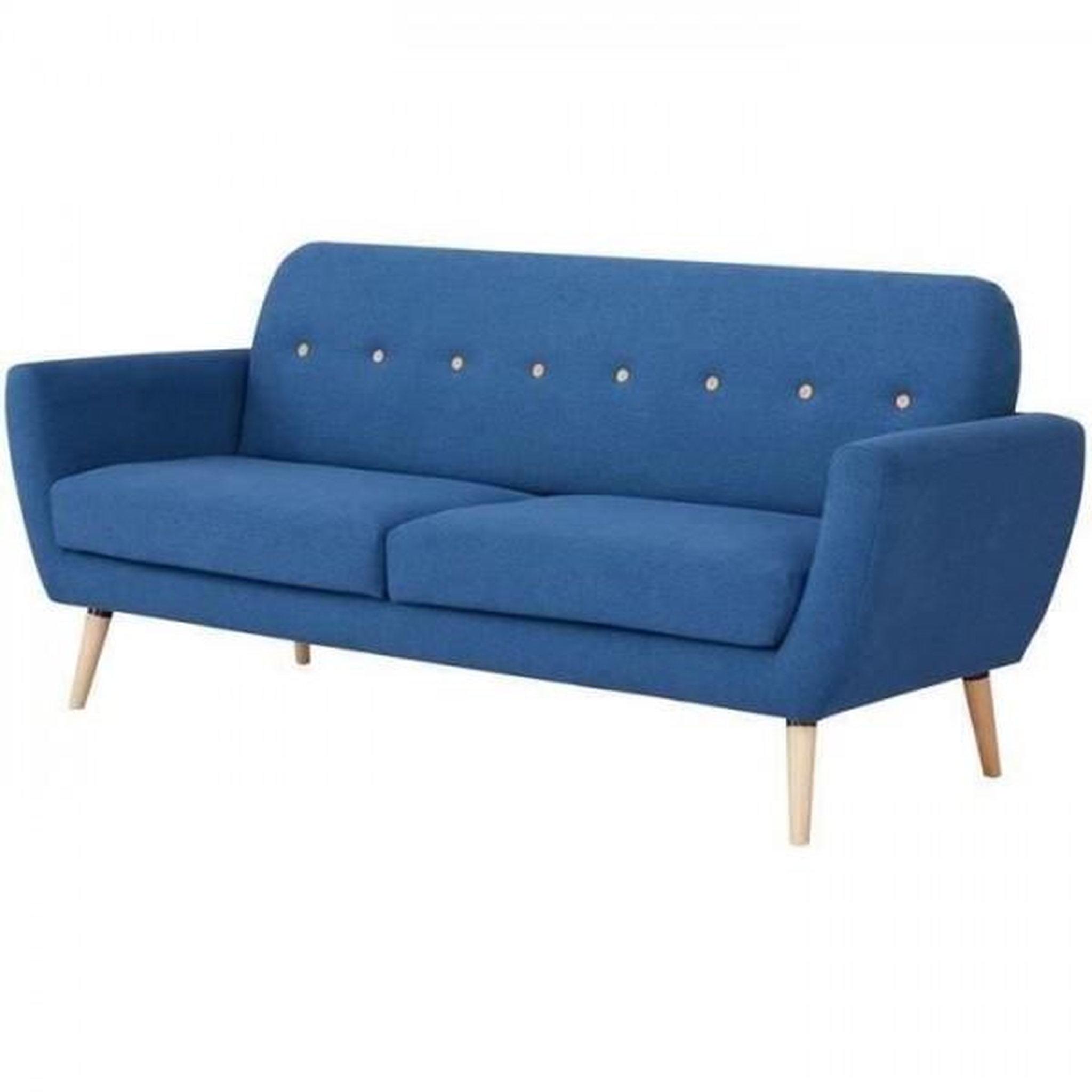 Voir la diapositive 3 : MARKET24 Canapé 3 places LILLY -Tissu Bleu - L 193 x P 79 x H 86 cm