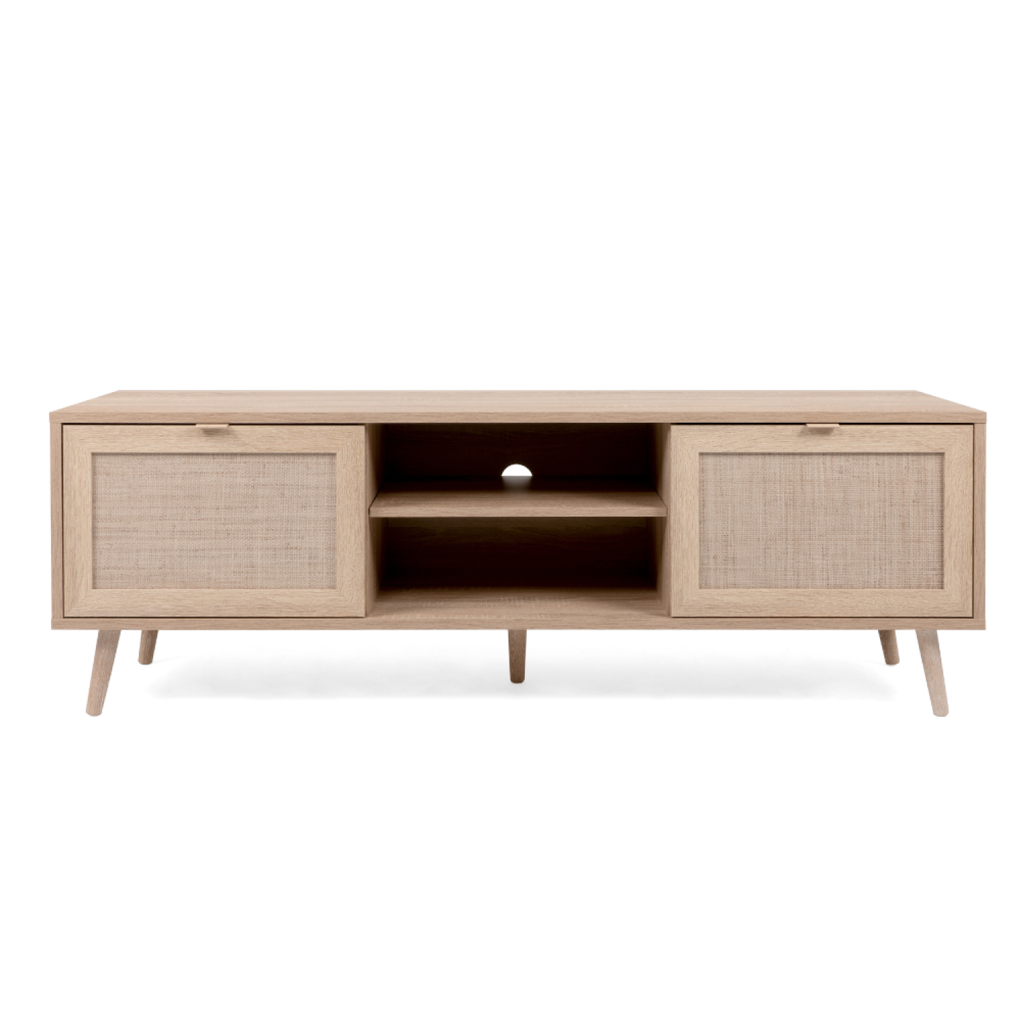 Voir la diapositive 3 : CONCEPT USINE Meuble tv en bois avec placards effeffet cannage tivat