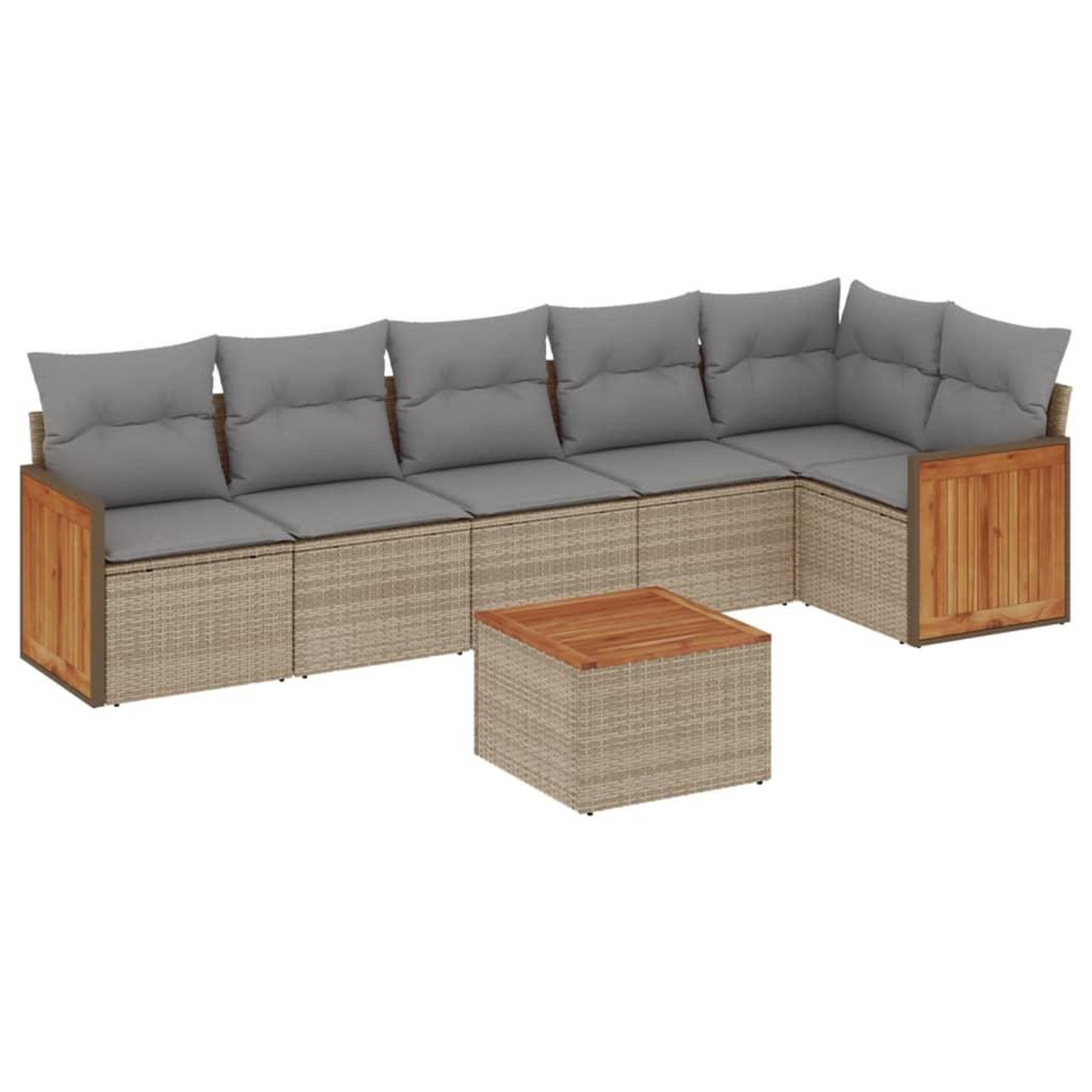 Voir la diapositive 2 : VIDAXL Salon de jardin avec coussins 7 pcs beige resine tressee