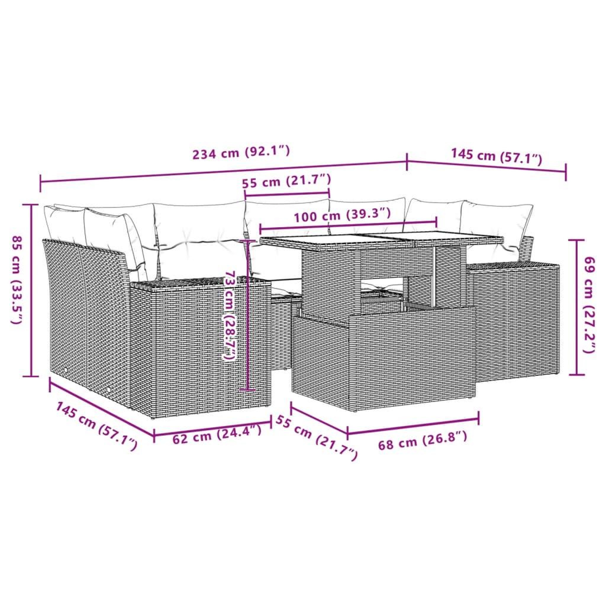 Voir la diapositive 6 : VIDAXL Salon de jardin 7 pcs avec coussins noir resine tressee