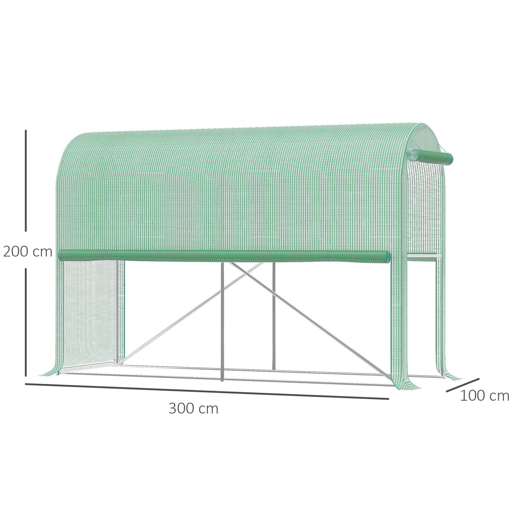 Voir la diapositive 3 : OUTSUNNY Serre de jardin serre à tomates dim. 3L x 1l x 2H m porte zippée déroulante 2 fenêtres latérales enroulables acier PE haute densité vert
