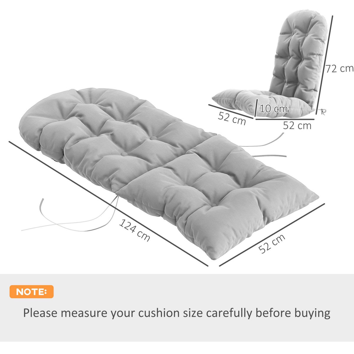 OUTSUNNY Lot de 2 coussins chaises fauteuils de jardin style Chesterfield tissu gris clair