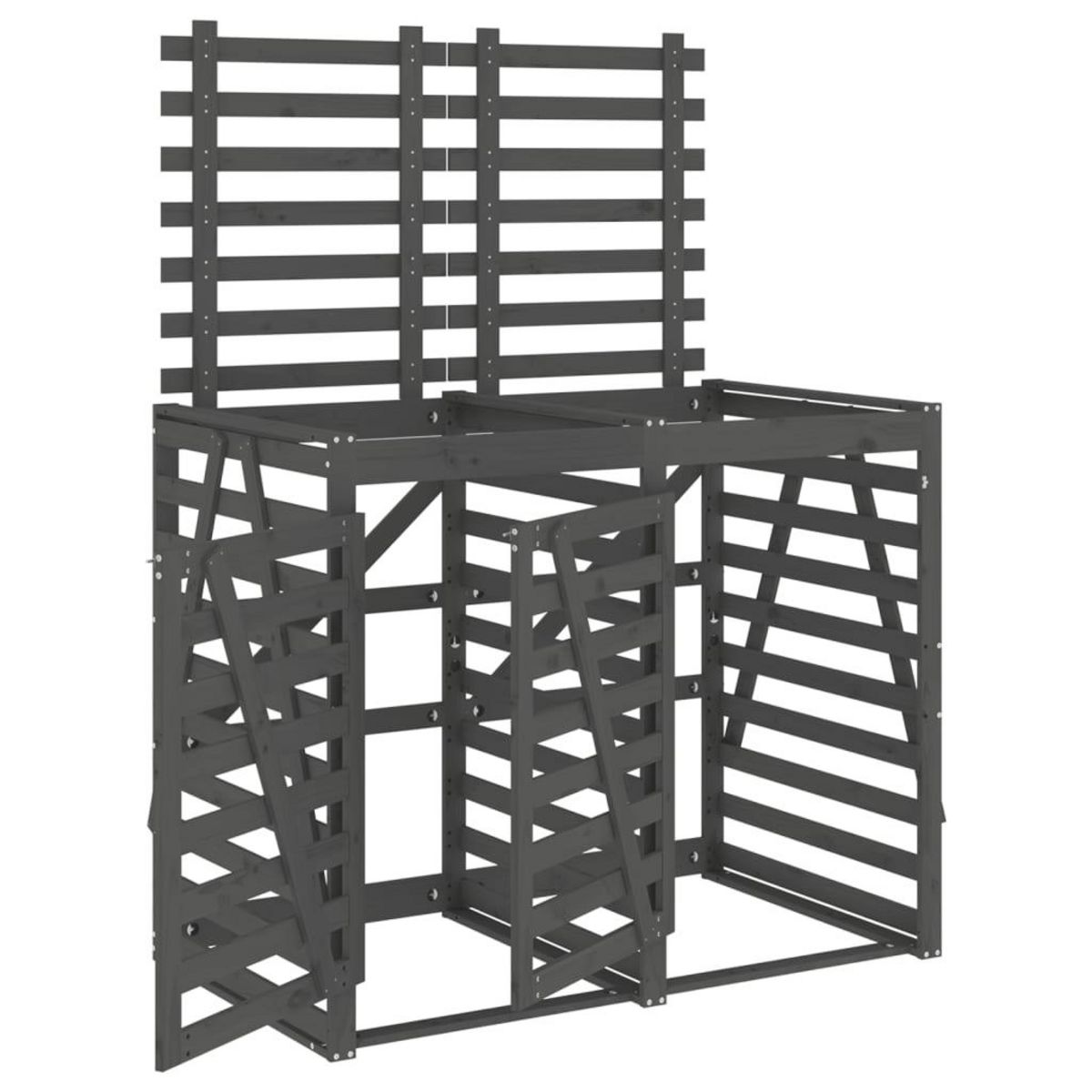 VIDAXL Abri pour poubelle double sur roulettes gris bois massif de pin