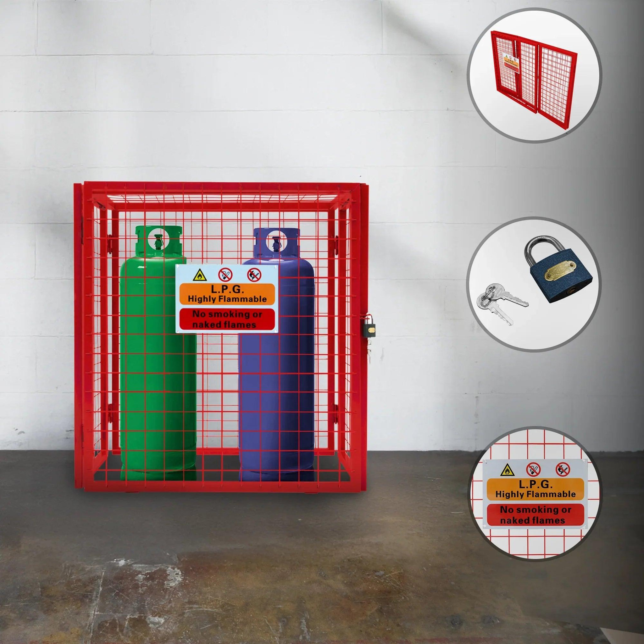 Voir la diapositive 2 : MONSTERSHOP Cage de rangement pour 2 bouteilles de gaz - rouge