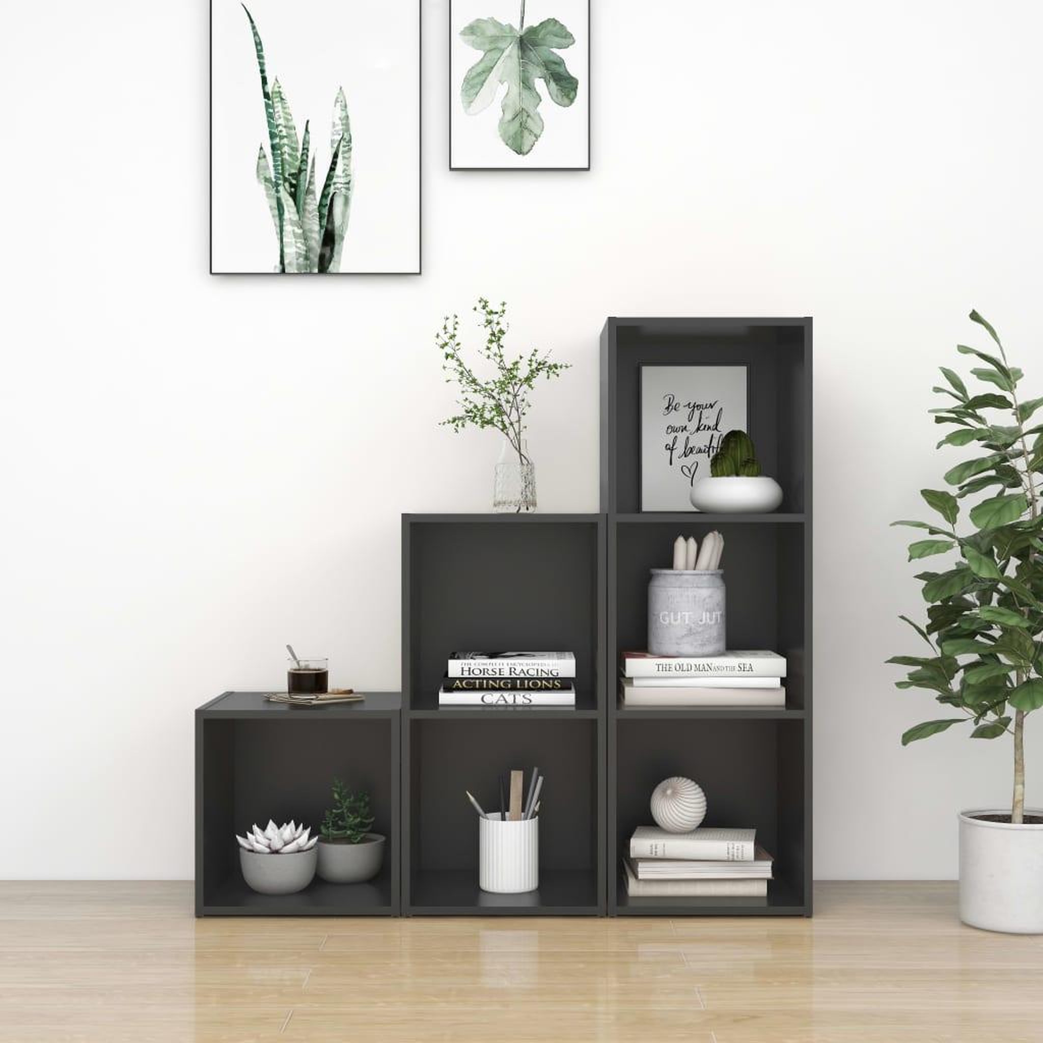 Voir la diapositive 1 : VIDAXL Ensemble de meubles TV 3 pcs Gris Bois d'ingenierie