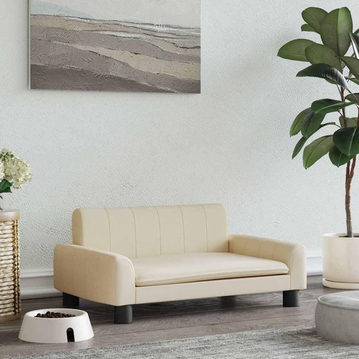 VIDAXL Lit pour chien creme 70x45x30 cm tissu