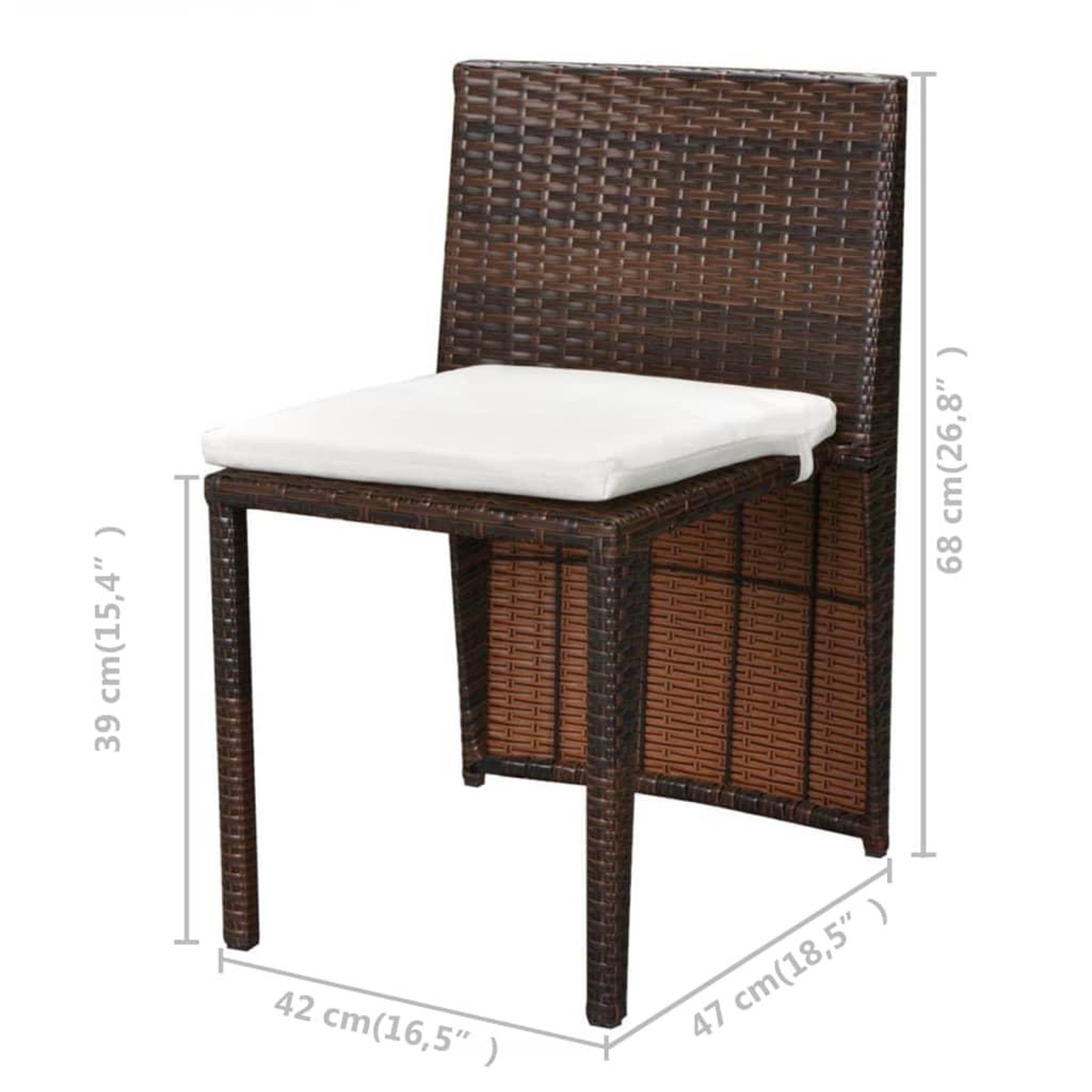 Voir la diapositive 6 : VIDAXL Ensemble de bistro 3 pcs avec coussins Resine tressee Marron