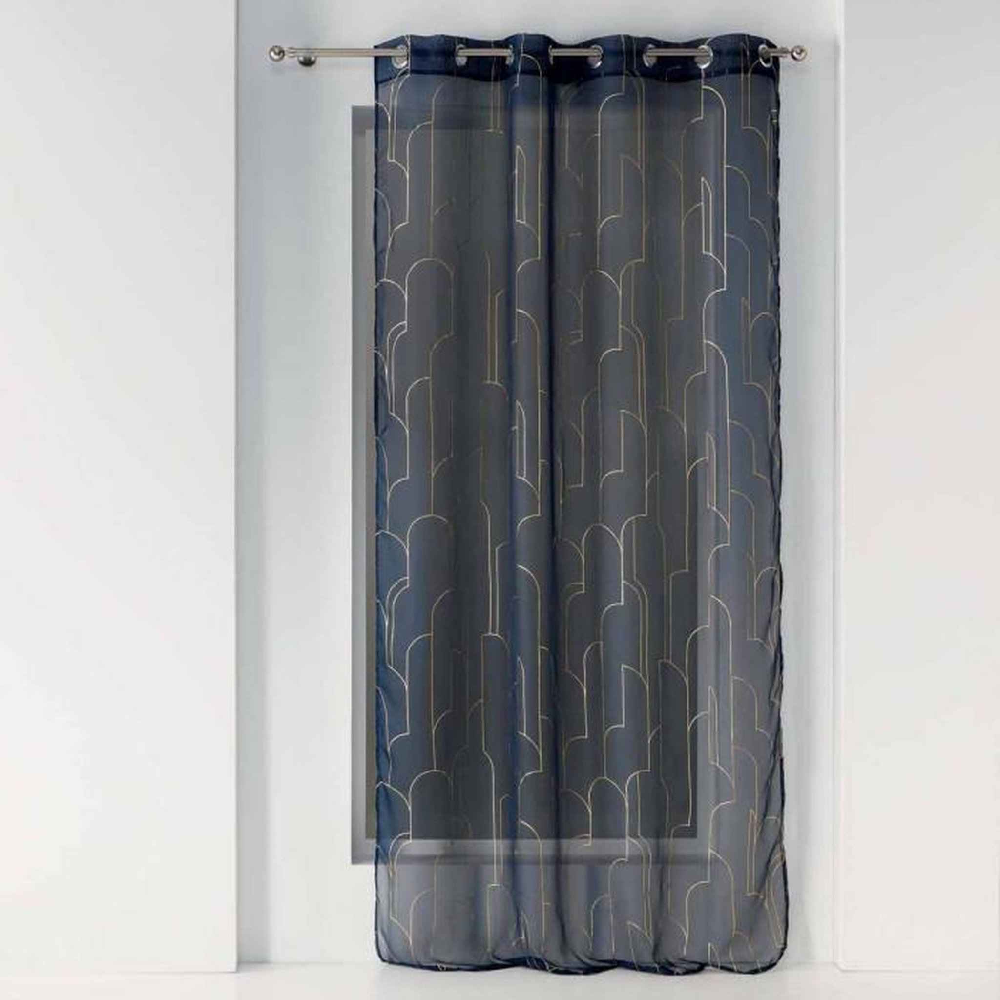 Voir la diapositive 1 : Paris Prix Rideau Voilage à Œillets  Domea  140x240cm Bleu