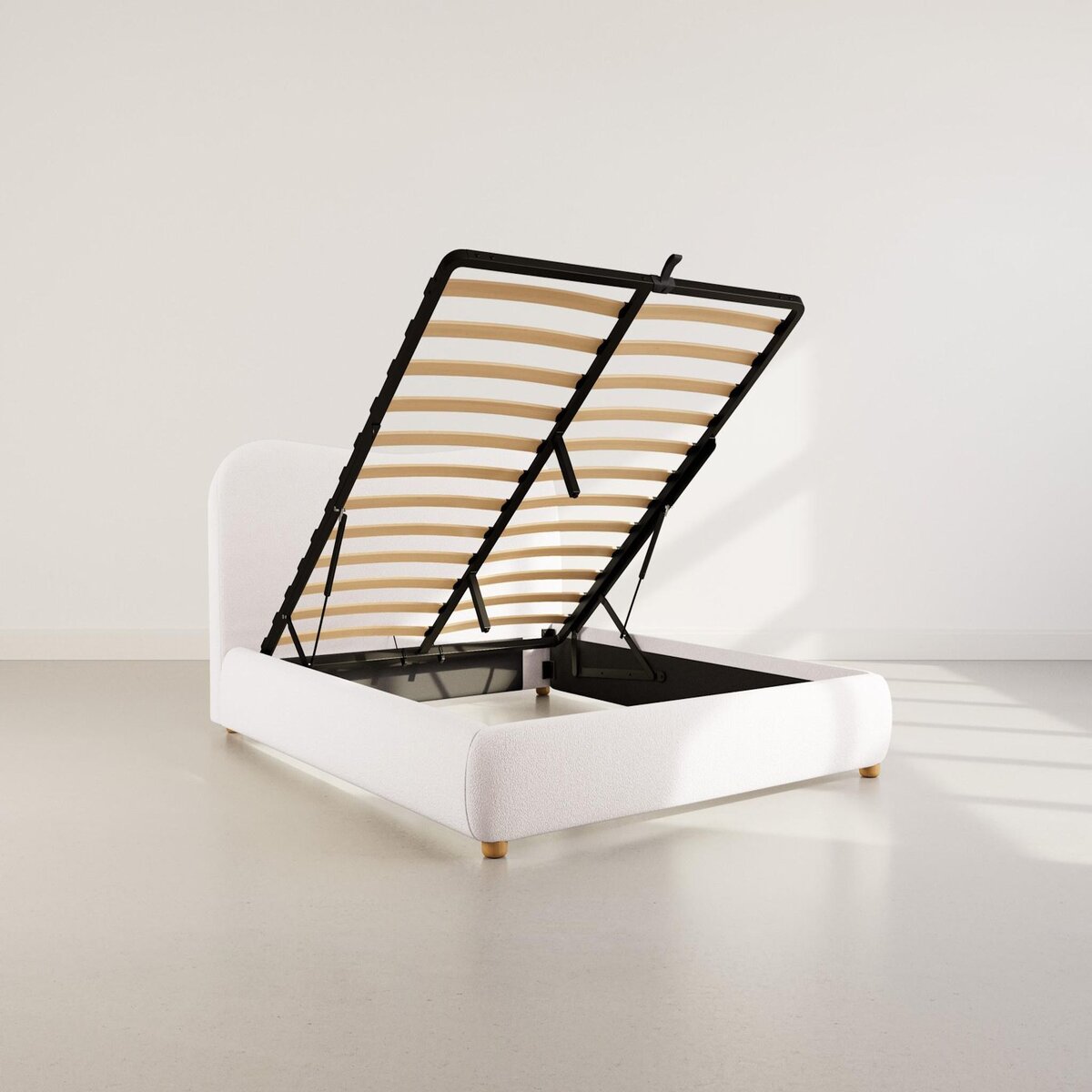 BEST MOBILIER Hugo - lit coffre - 160x200 cm - en tissu bouclette