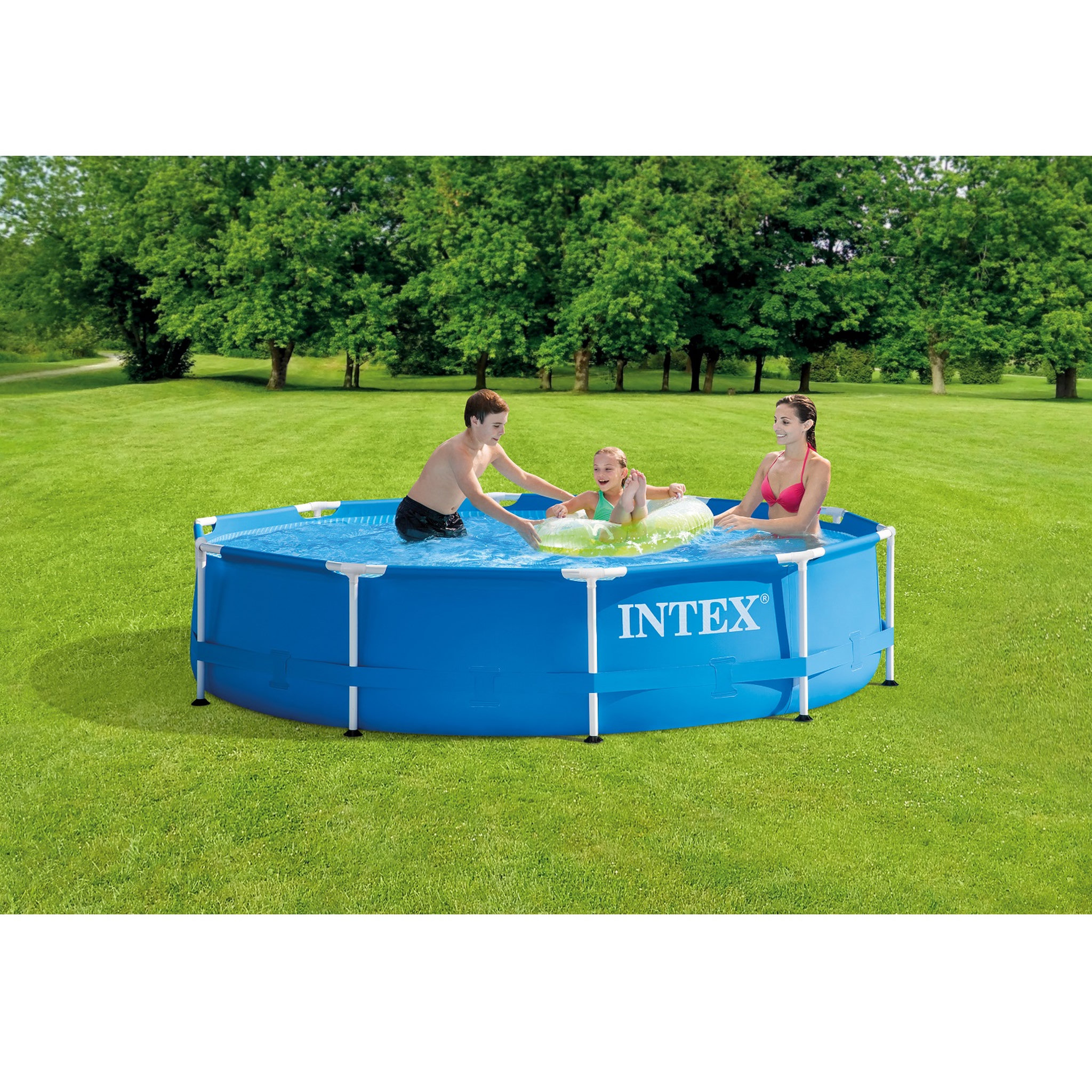 Voir la diapositive 1 : INTEX Piscine tubulaire ronde - Avec pompe - 305x76cm