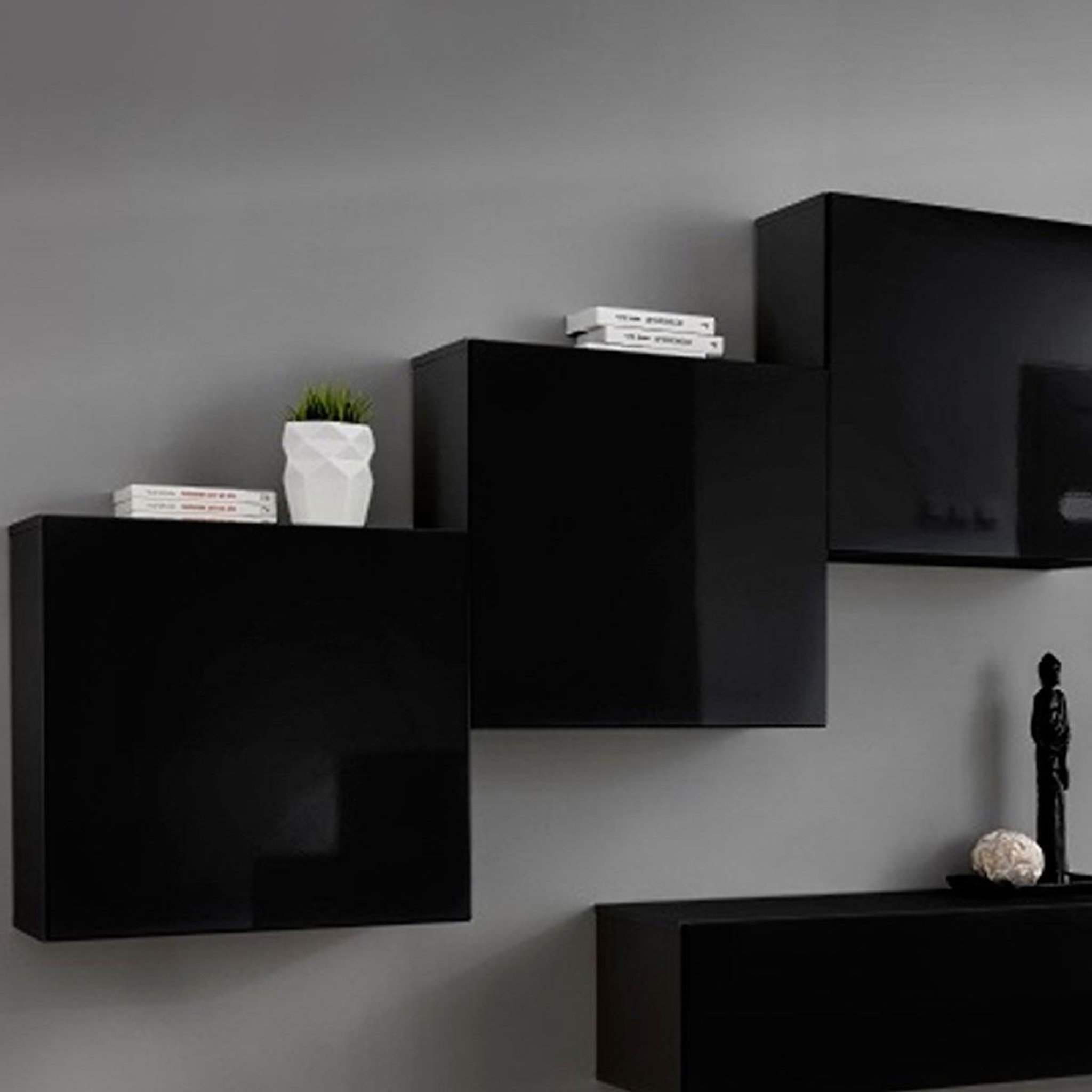 Voir la diapositive 2 : Paris Prix Meuble tv mural design  switch x  330cm noir