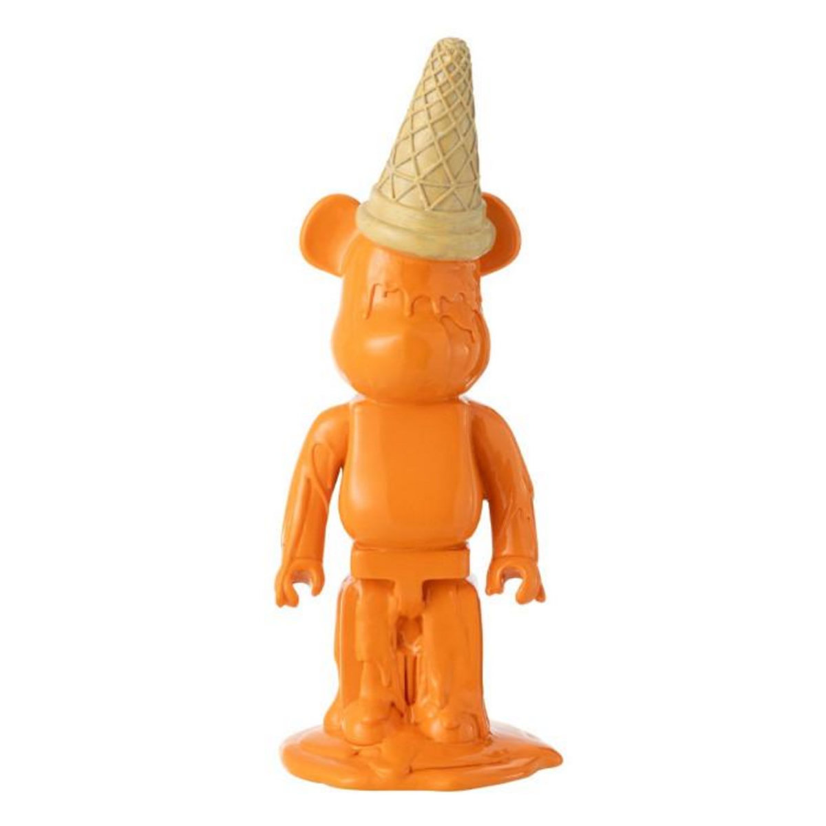 Paris Prix Statuette Déco Ours  Cornet Glace  39cm Orange