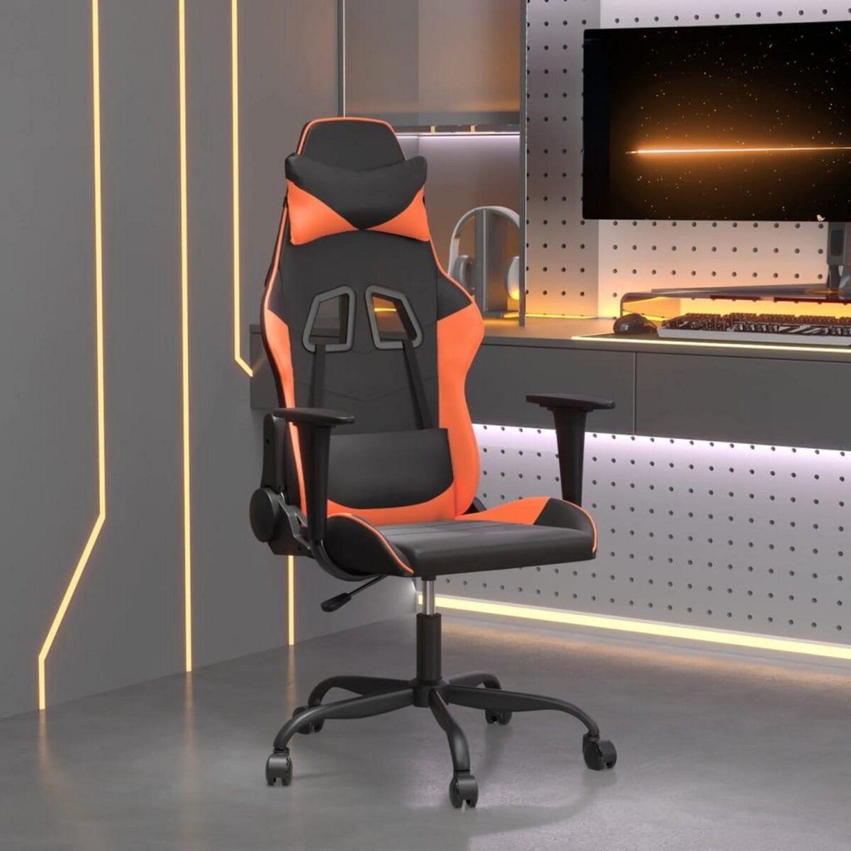 VIDAXL Chaise de jeu de massage Noir et orange Similicuir