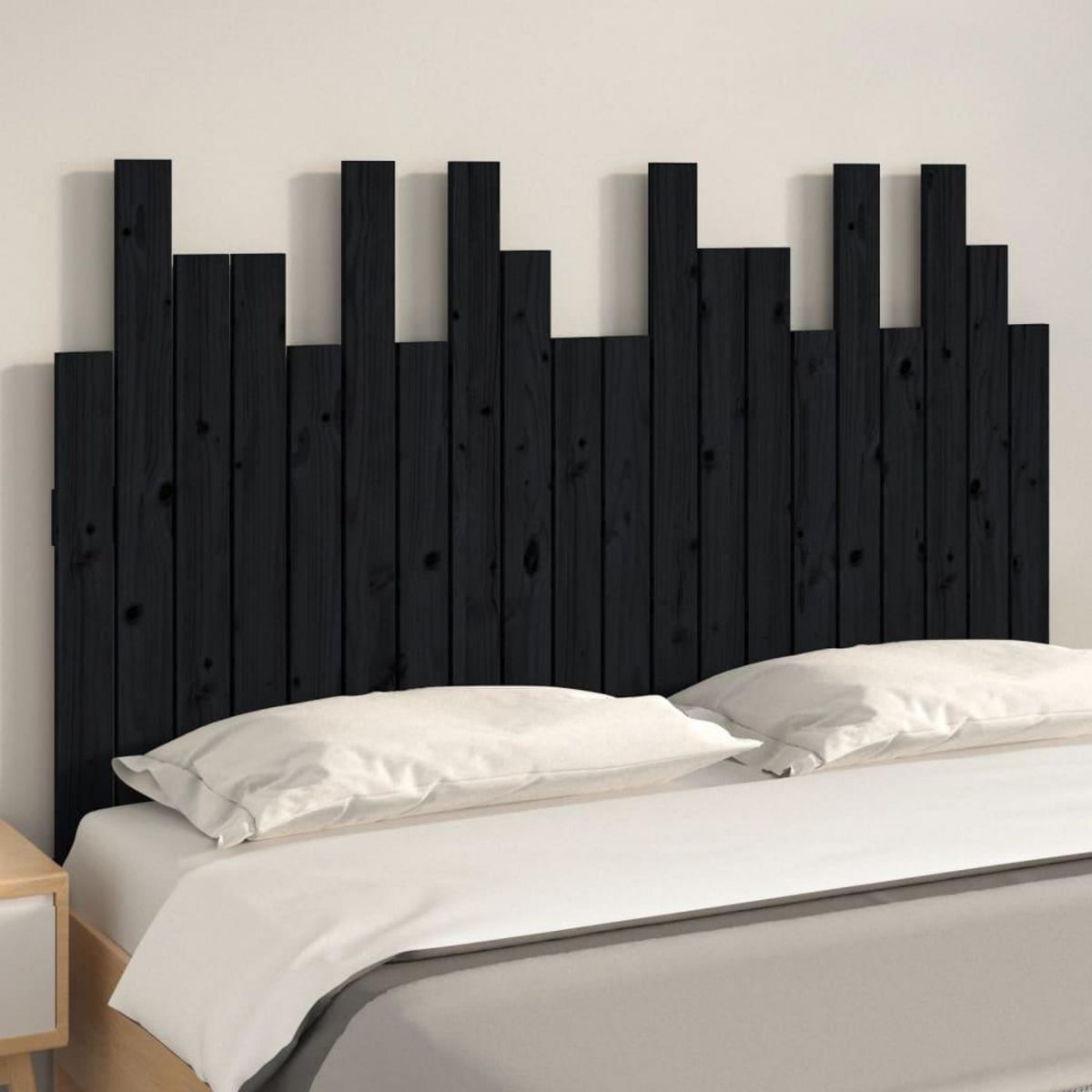 VIDAXL Tete de lit murale Noir 127,5x3x80 cm Bois massif de pin