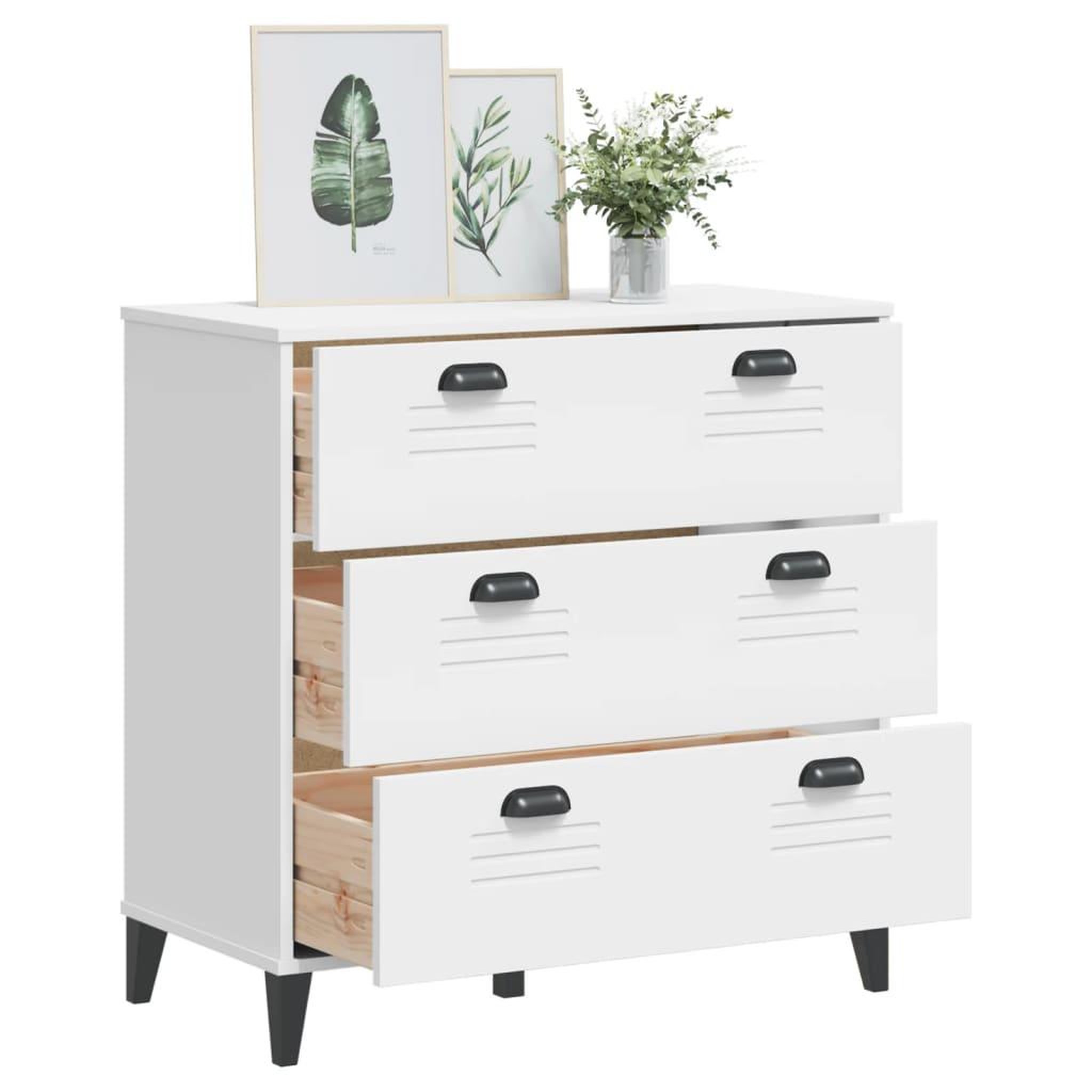 Voir la diapositive 4 : VIDAXL Commode VIKEN blanc bois d'ingenierie