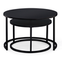 Voir la diapositive 3 : ID MARKET Lot de 2 tables basses gigognes DAVIS rondes 54/70 en métal noir mat design industriel