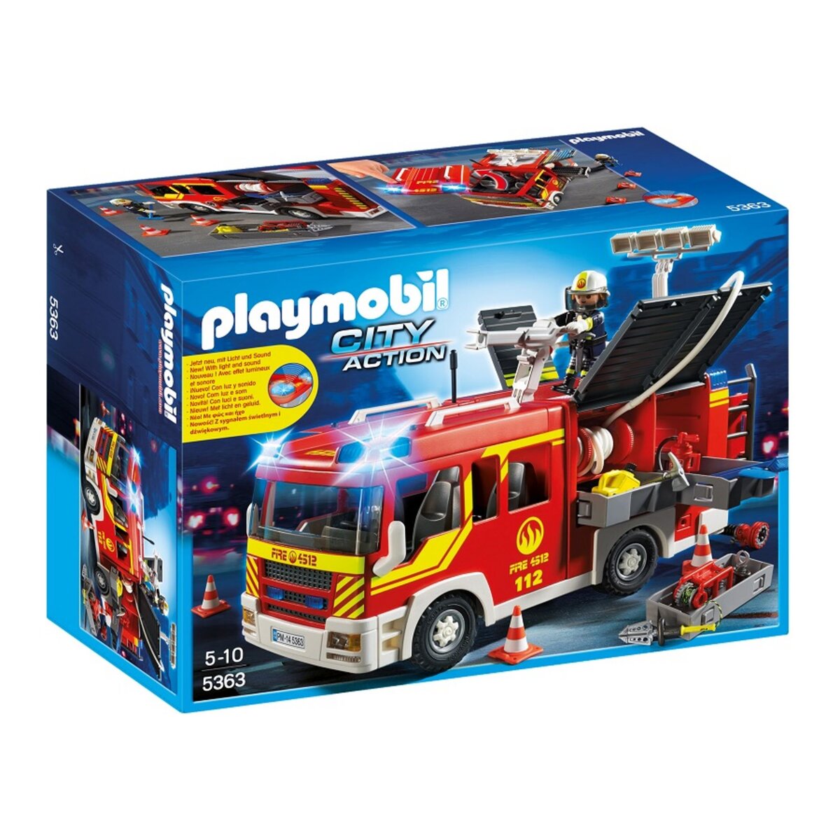 PLAYMOBIL 5363 - City Action - Fourgon de pompier avec sirène et gyrophare