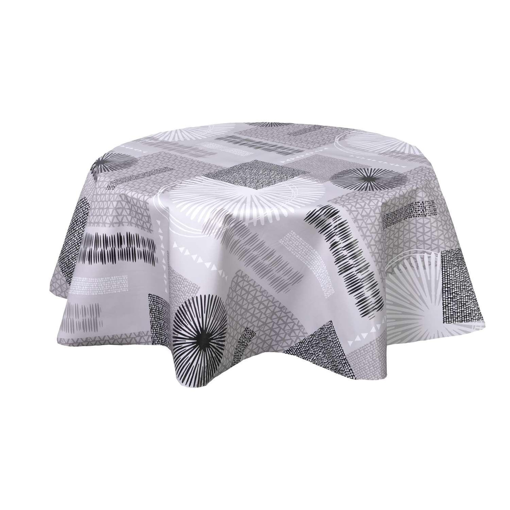HABITABLE Nappe en toile cirée ronde Run - Diam. 150 cm - Gris