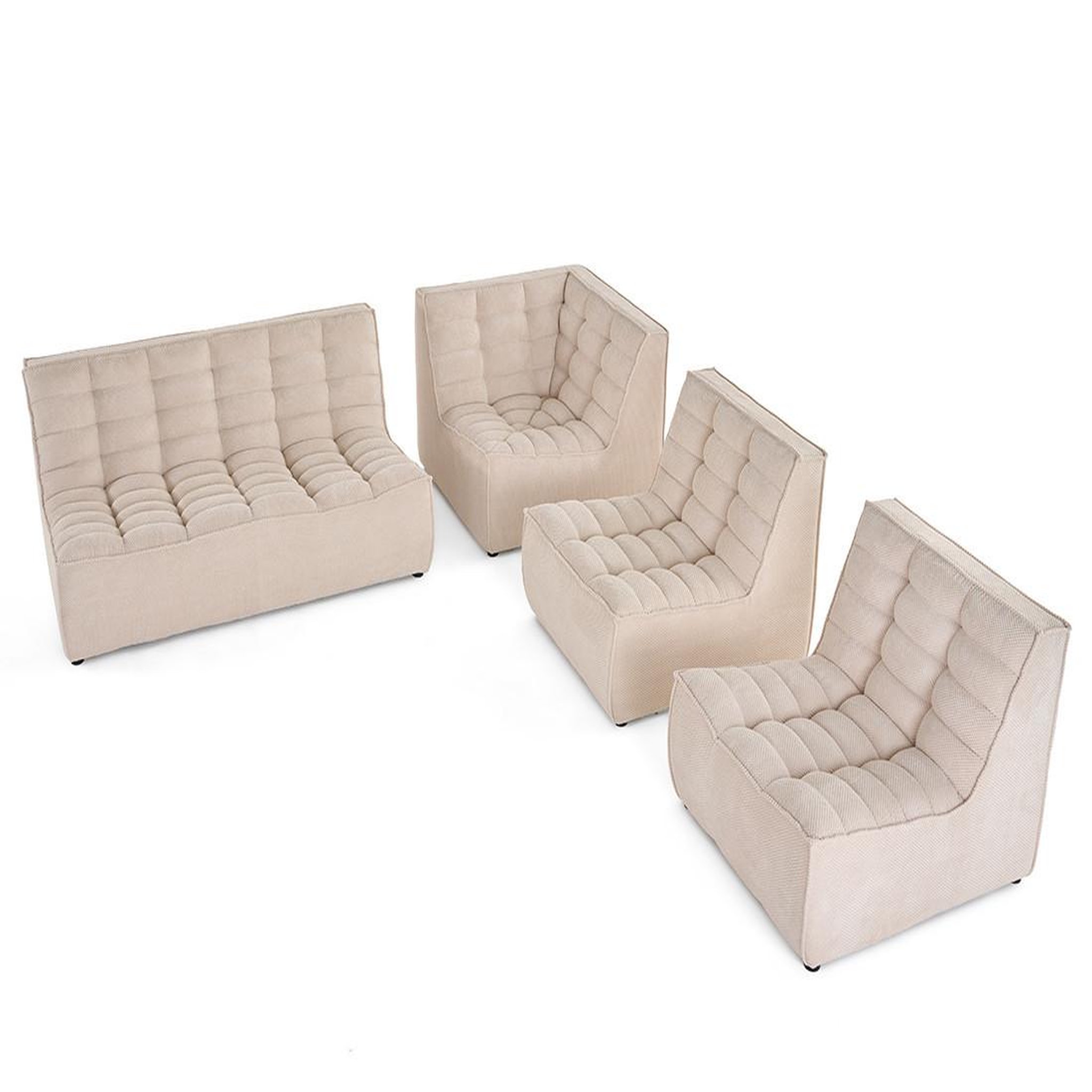 Voir la diapositive 2 : BEST MOBILIER Ellie - canapé modulable d'angle réversible 5 places en velours texturé