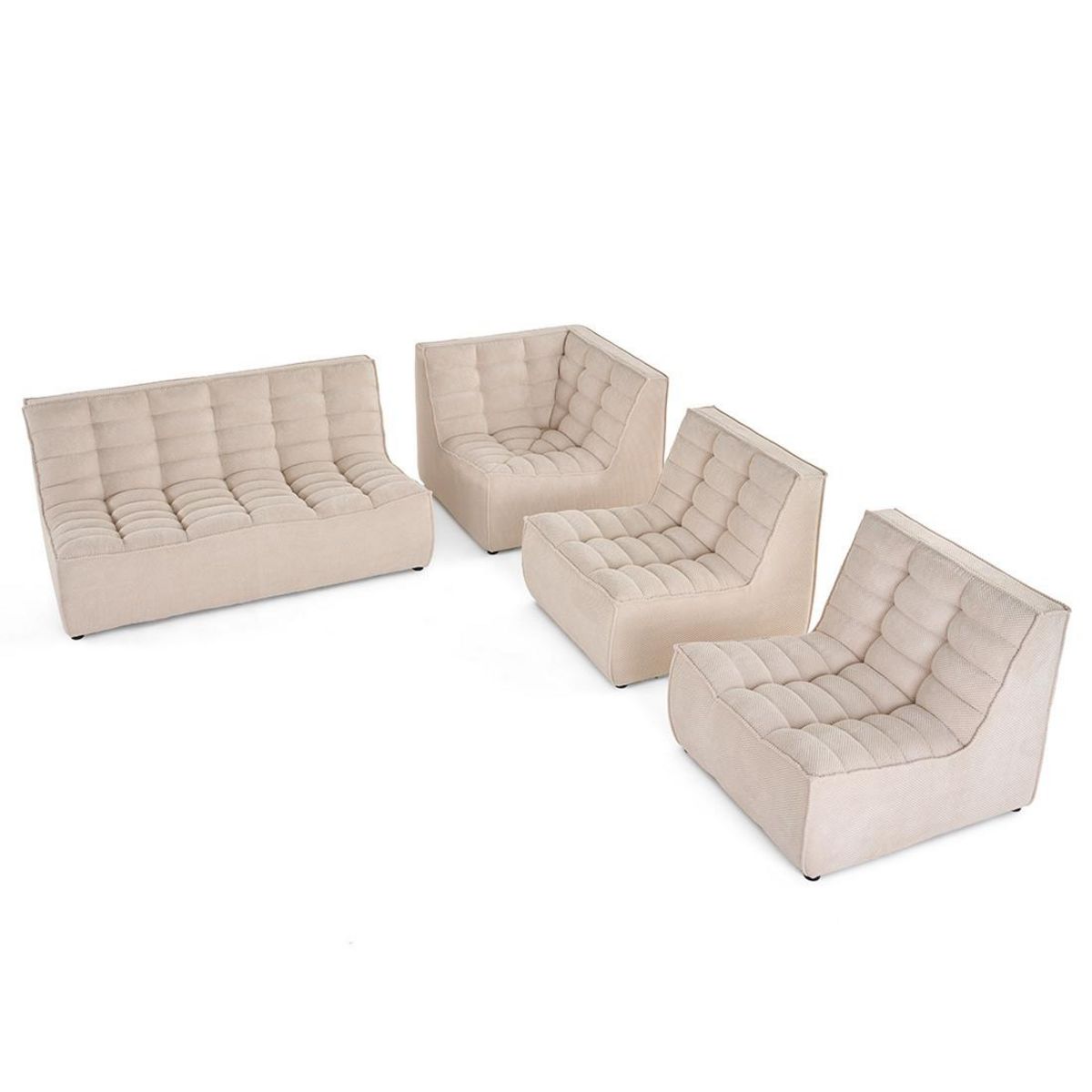 LISA DESIGN Ellie - canapé modulable d'angle réversible 5 places en velours texturé