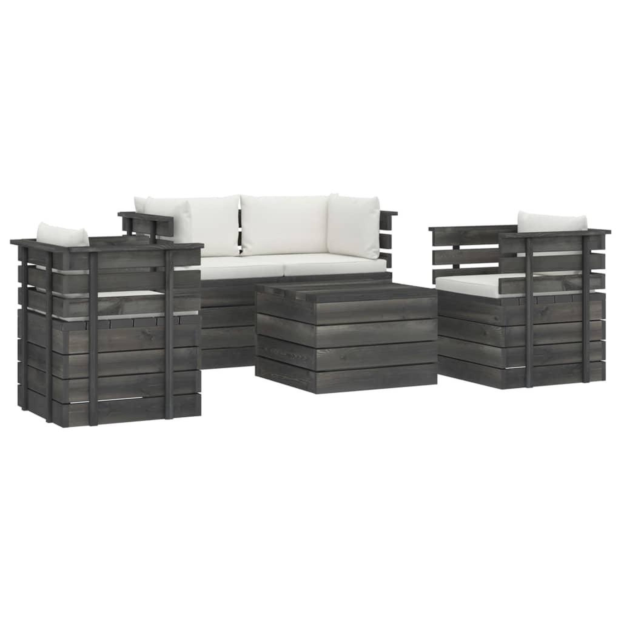 Voir la diapositive 2 : VIDAXL Salon palette de jardin 5 pcs avec coussins Bois de pin massif