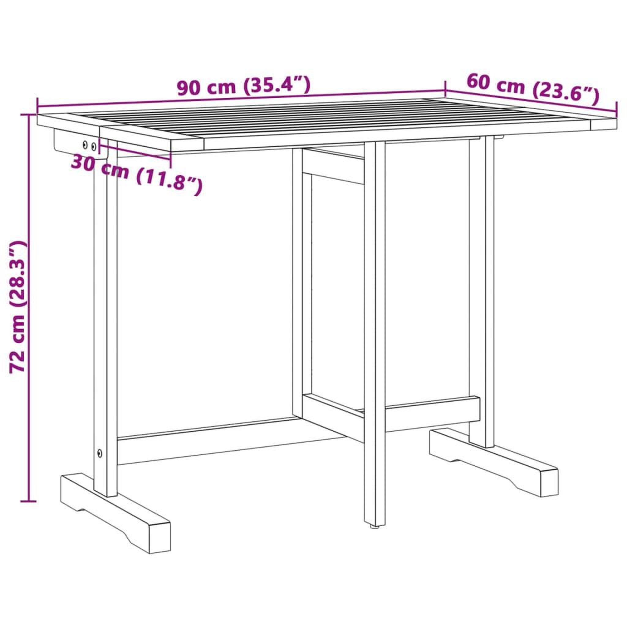 Voir la diapositive 6 : VIDAXL Ensemble a manger de jardin pliable 3 pcs bois d'acacia massif