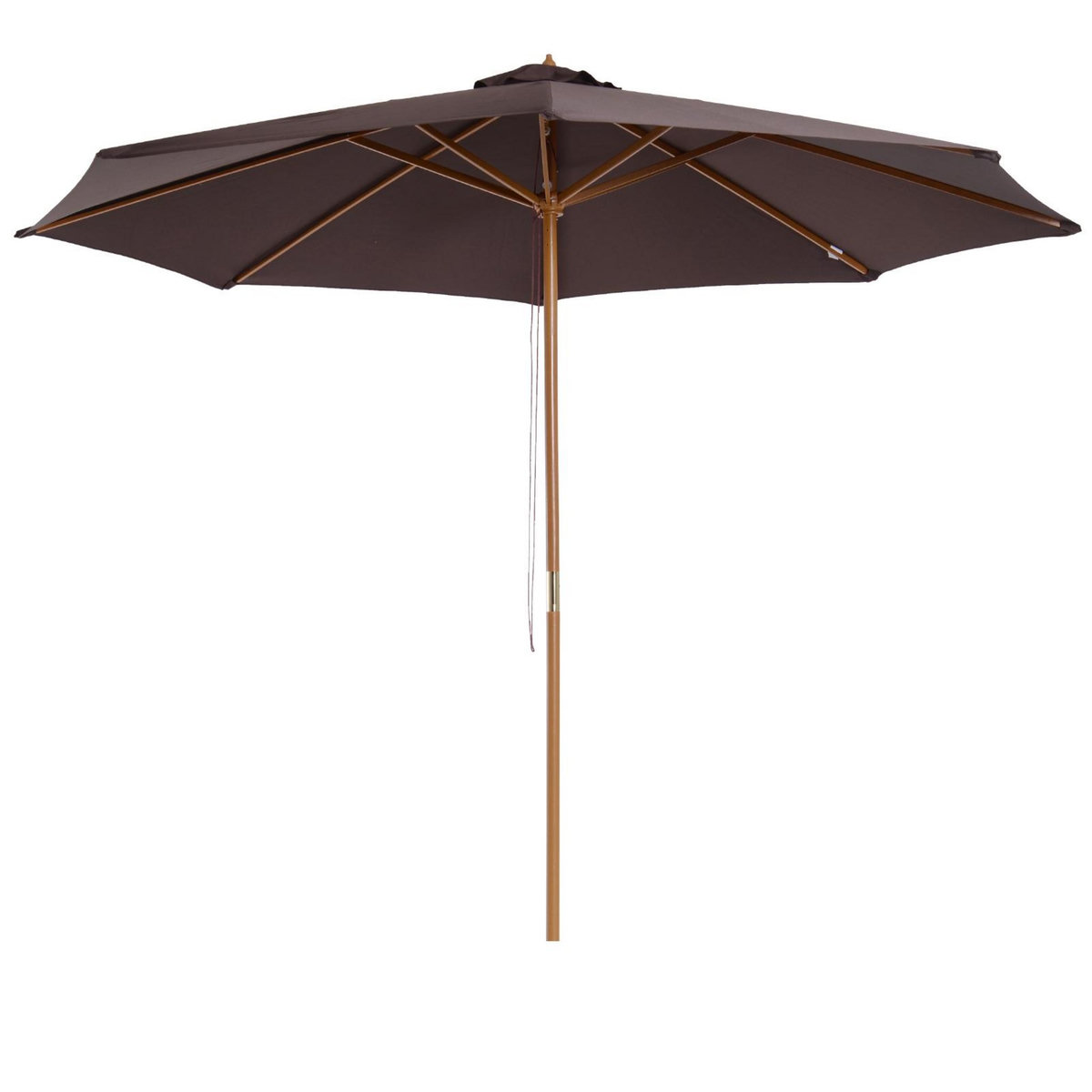 OUTSUNNY Outsunny Parasol rond grande taille diamètre 3 m bois polyester haute densité chocolat