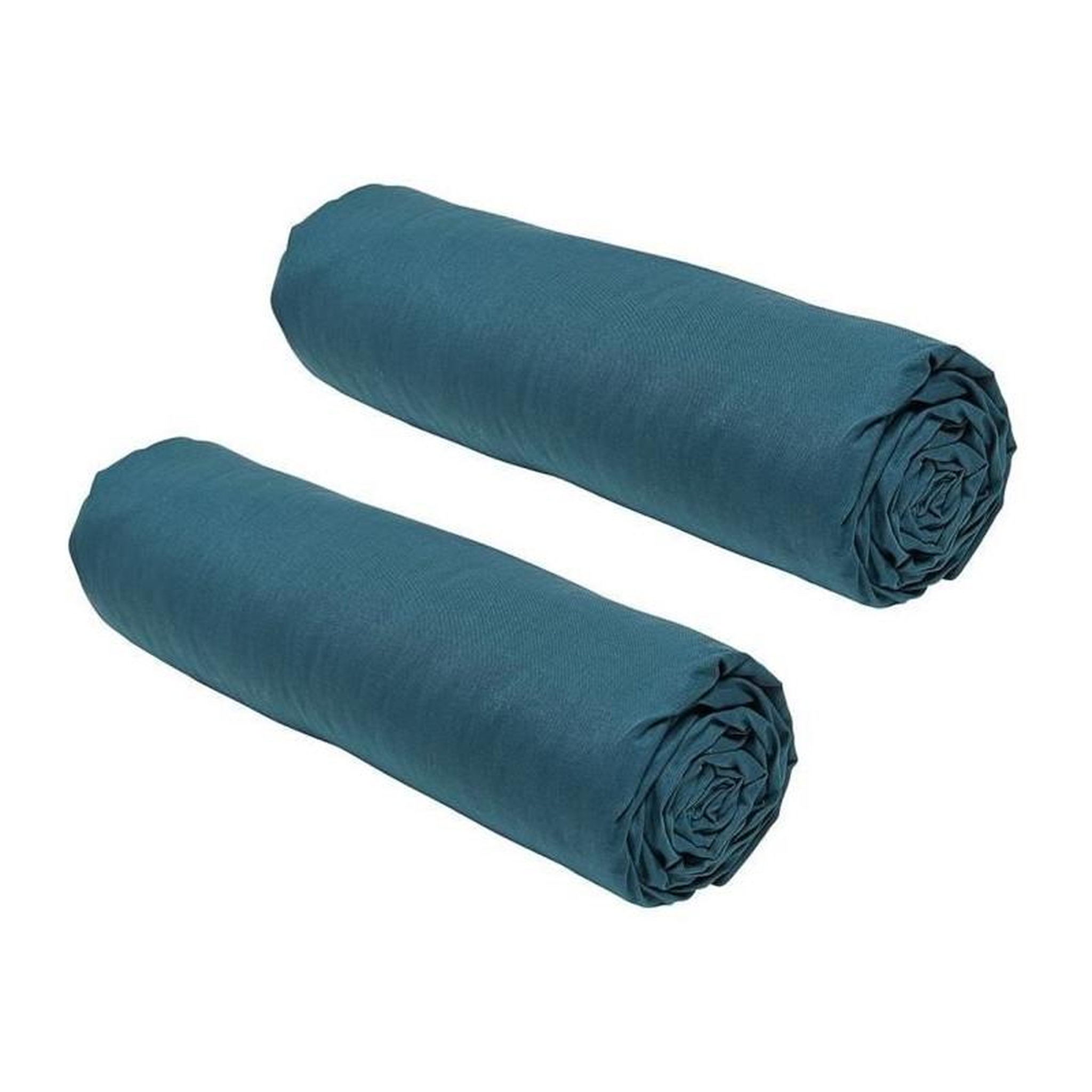 Today Lot de 2 draps housses TODAY Essential - 140 x 190 cm - 2 personnes - 100% Coton - Paon
