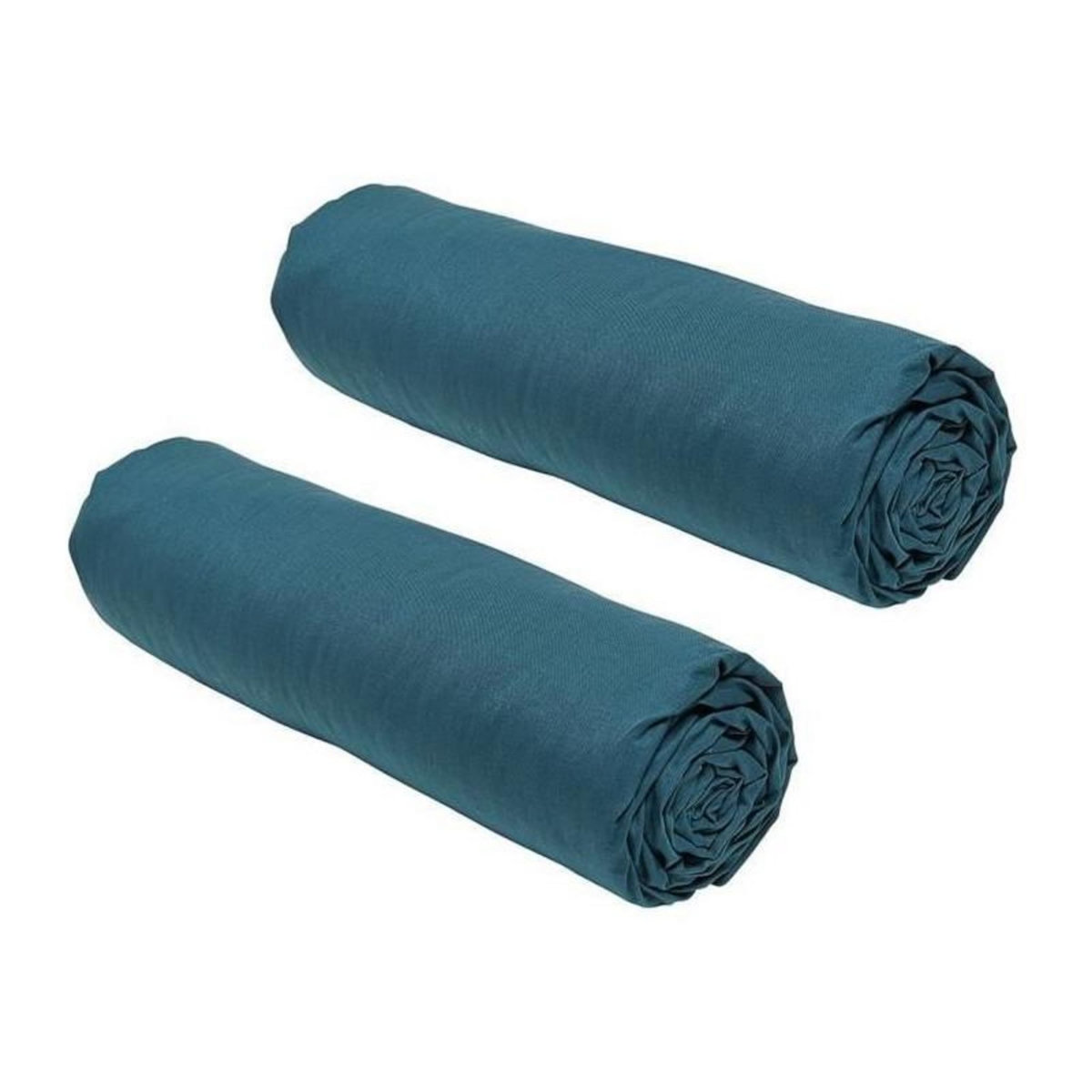 Today Lot de 2 draps housses TODAY Essential - 140 x 190 cm - 2 personnes - 100% Coton - Paon