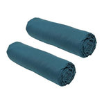 Today Lot de 2 draps housses TODAY Essential - 140 x 190 cm - 2 personnes - 100% Coton - Paon
