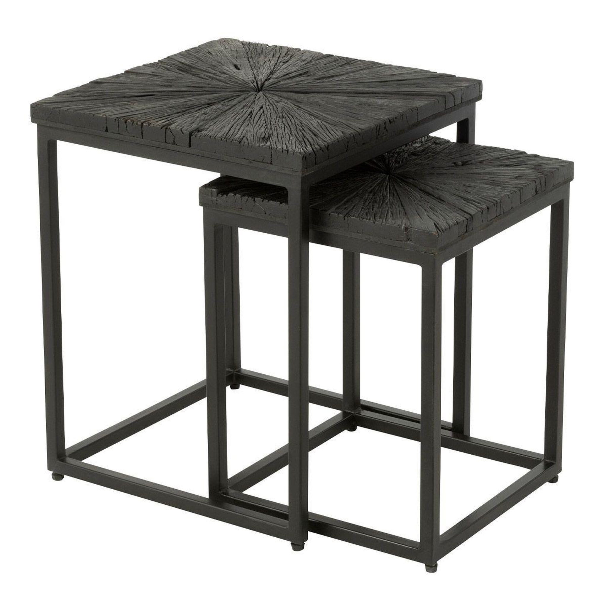 Voir la diapositive 2 : J-LINE Lot de 2 tables d'appoint gigognes  shanil  53cm noir