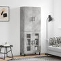Voir la diapositive 1 : VIDAXL Buffet haut Gris beton 69,5x34x180 cm Bois d'ingenierie