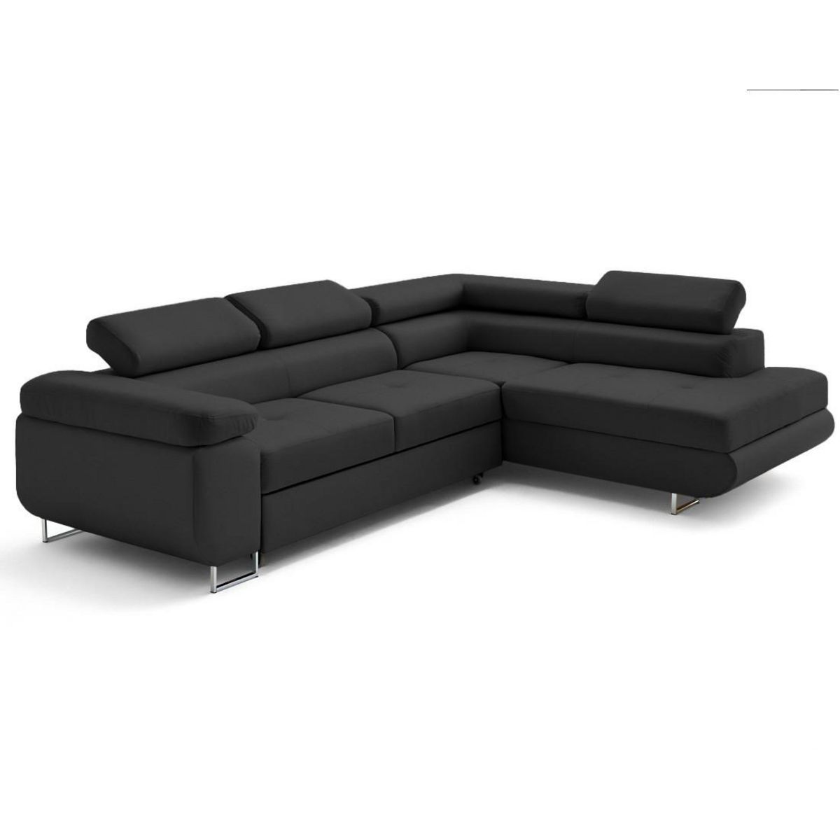 LISA DESIGN Zaria - canapé d'angle droit 5 places convertible avec coffre et têtières en simili