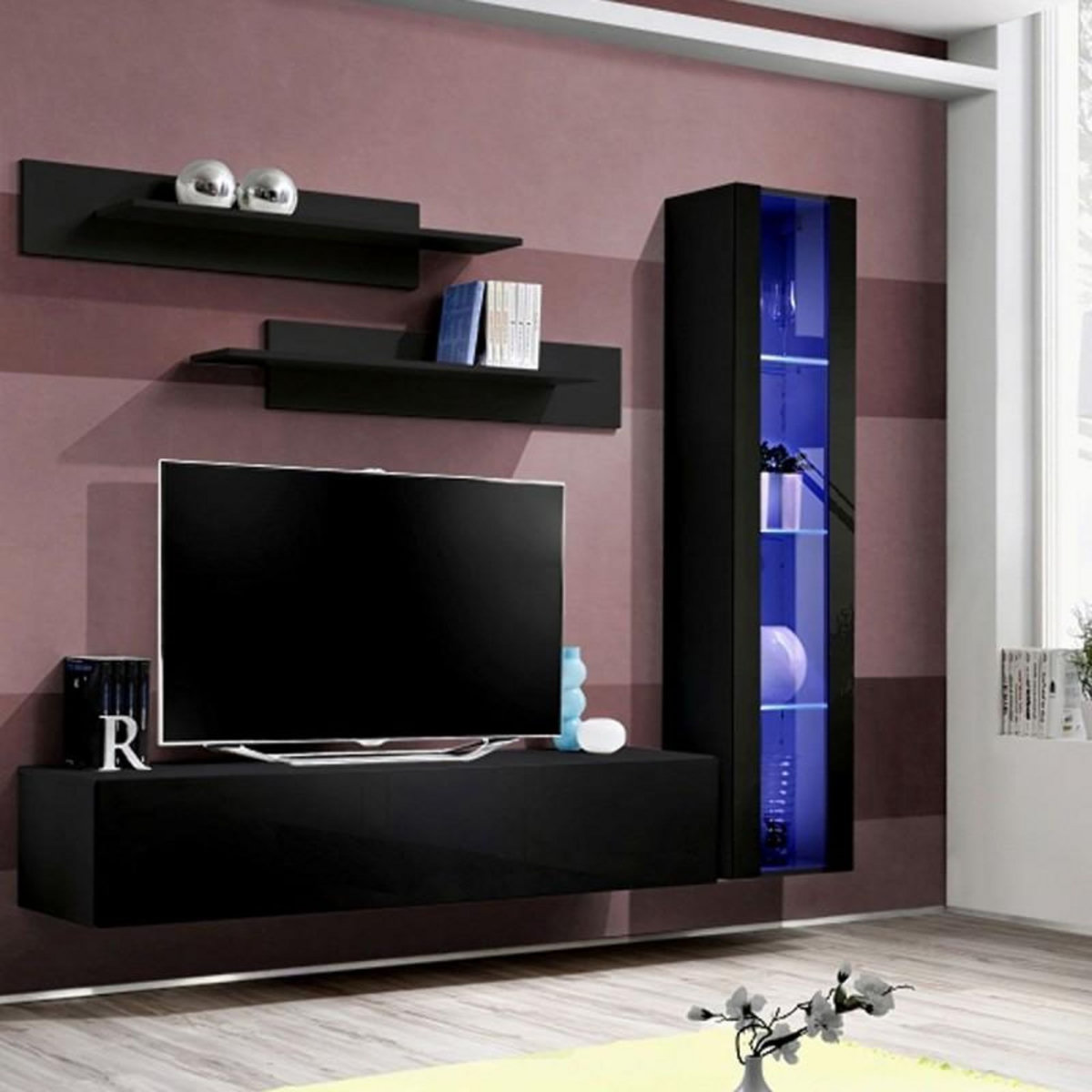 Paris Prix Meuble TV Mural Design  Fly II  260cm Noir