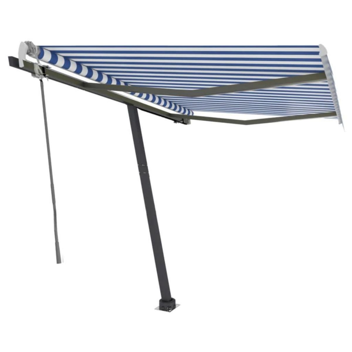 VIDAXL Auvent manuel retractable avec LED 300x250 cm Bleu et blanc